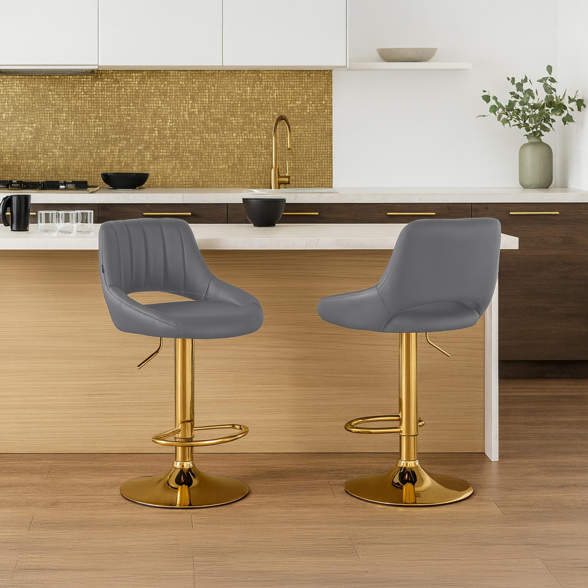 Barhocker Milet Kunstleder gold, grau