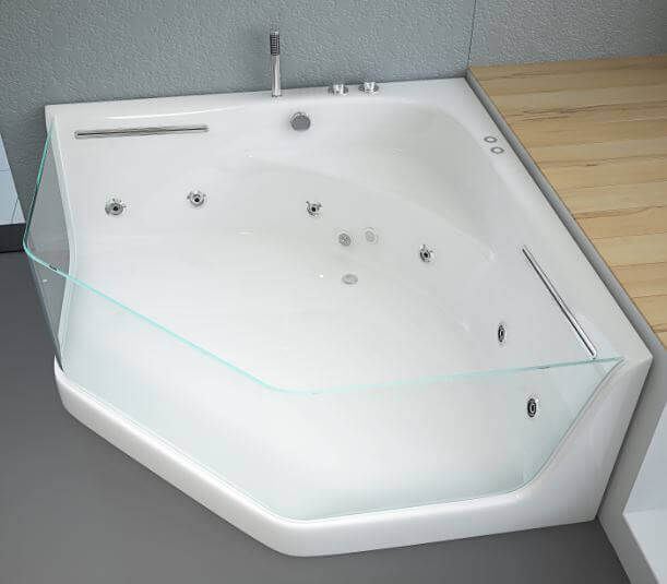 Whirlpool Badewanne mit Lichttherapie PACIFICO - 150 x 150 cm