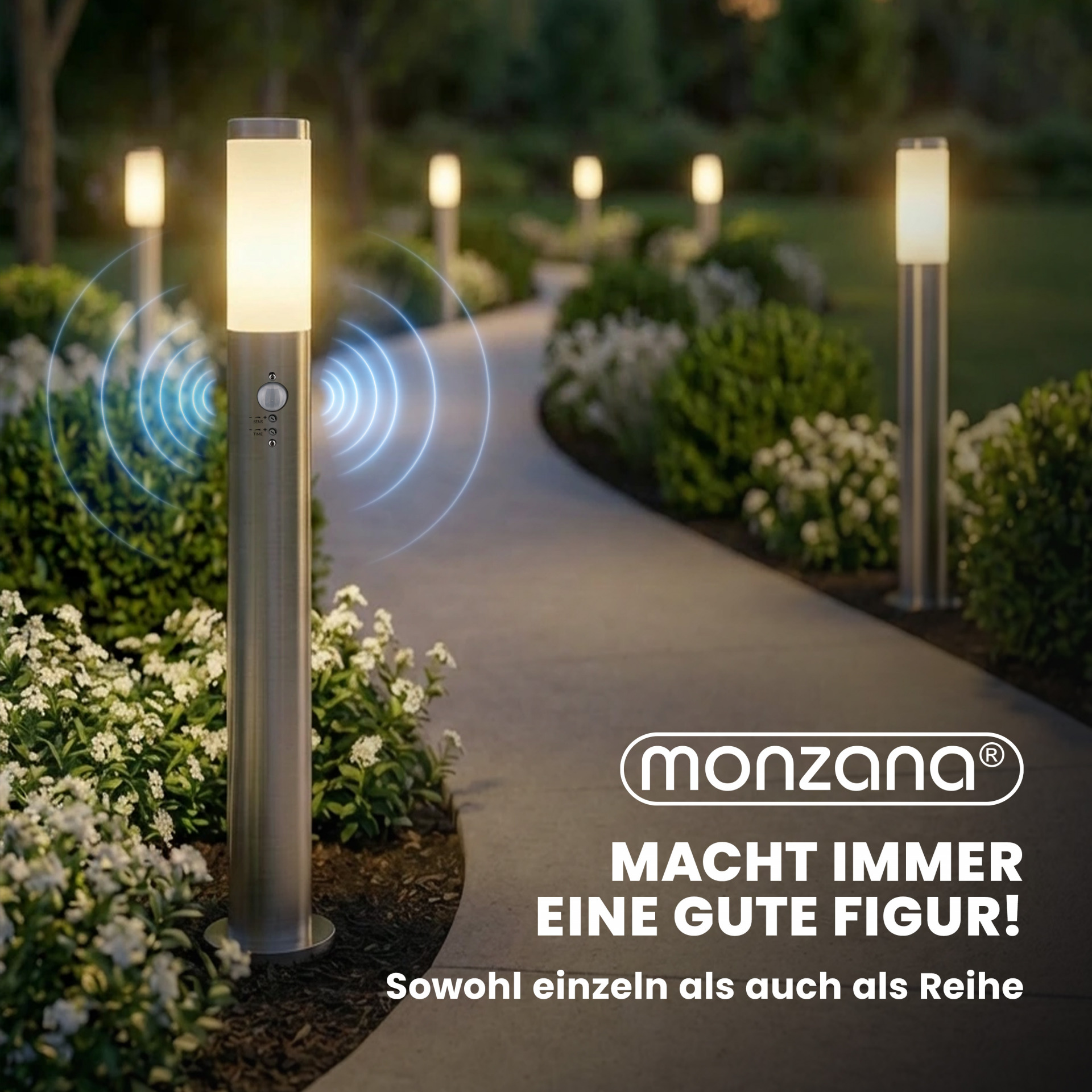 Wegeleuchte Ivy Edelstahl mit Sensor