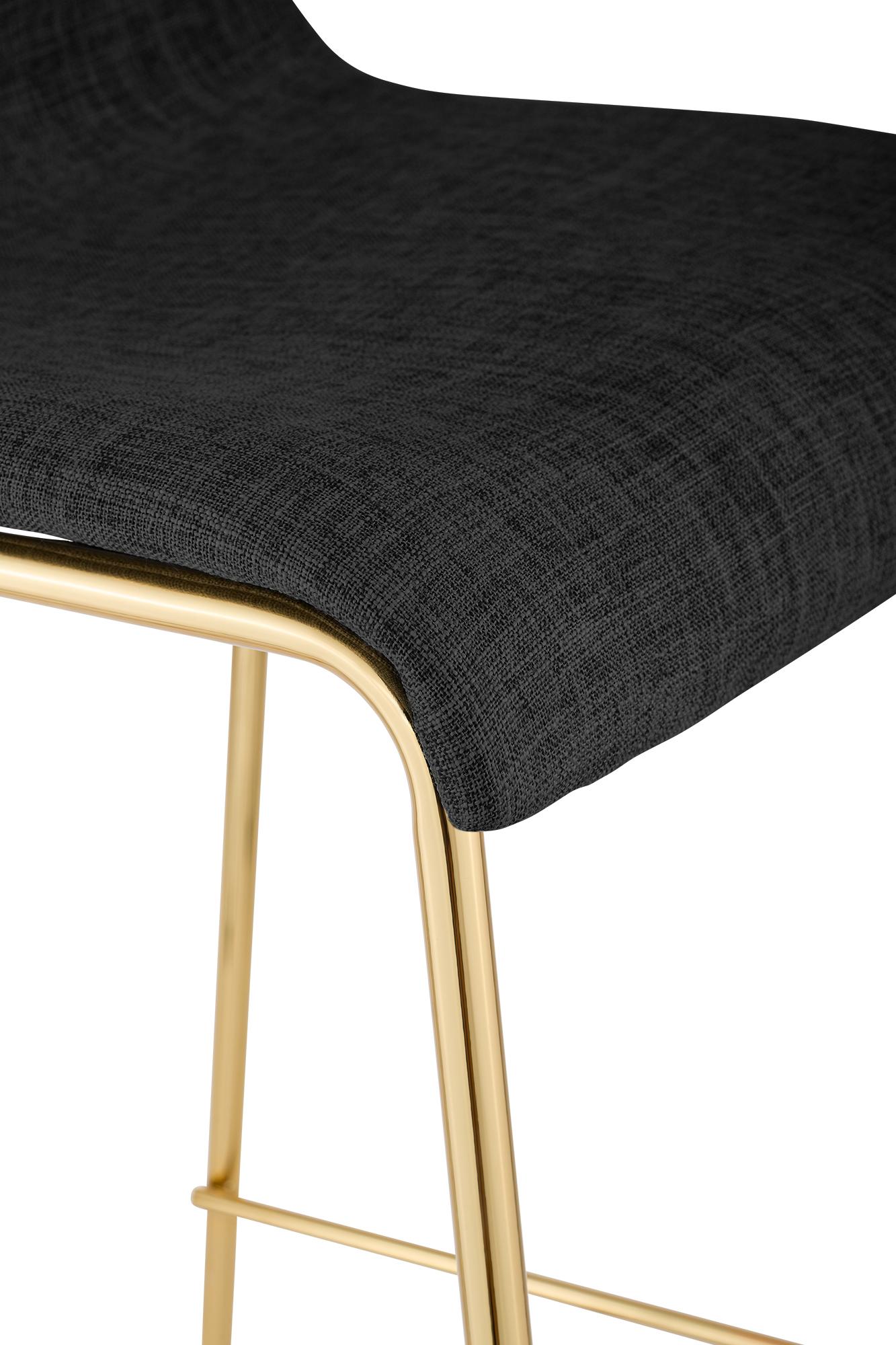 Barhocker Hoover Stoff 4-Fuß Gold, dunkelgrau