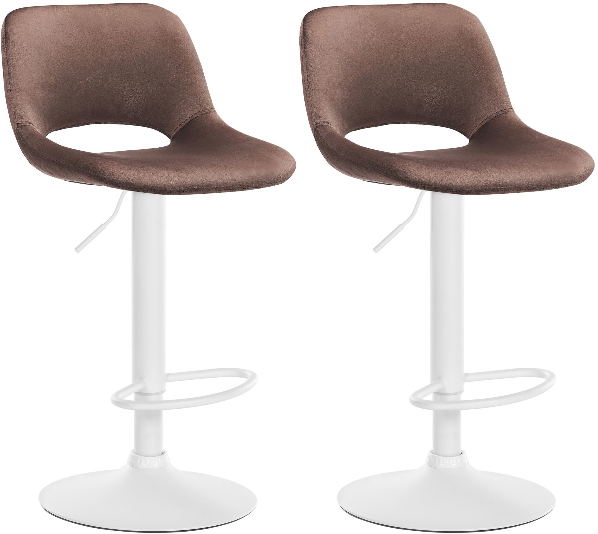 2er Set Barhocker Camden Samt weiß, braun
