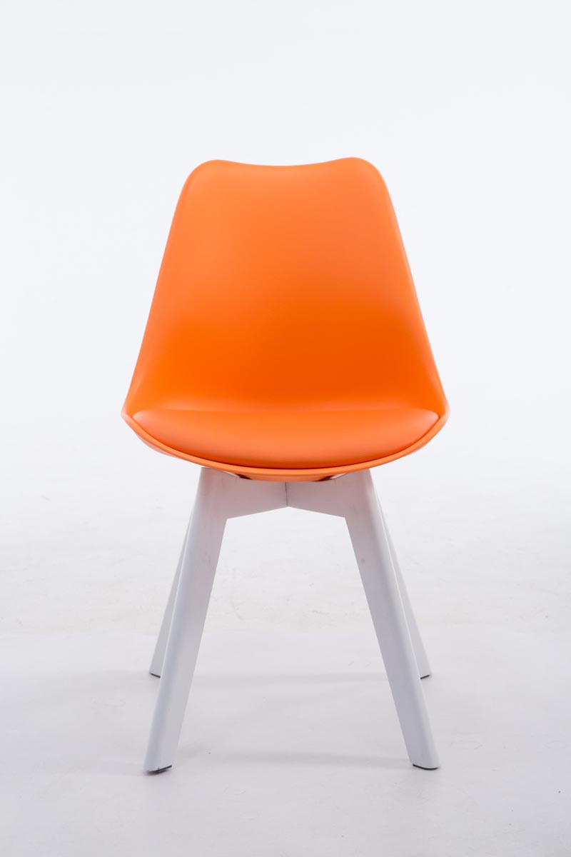 Besucherstuhl Borneo V2 Weiß Kunstleder, orange