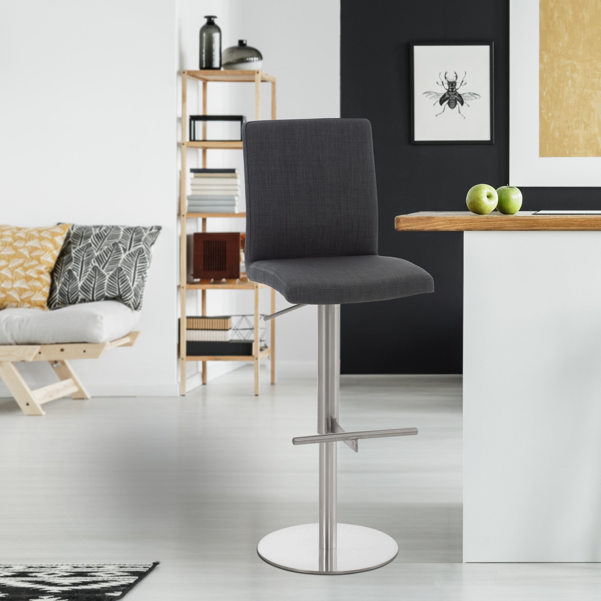 Barhocker Cadiz Stoff edelstahl, dunkelgrau