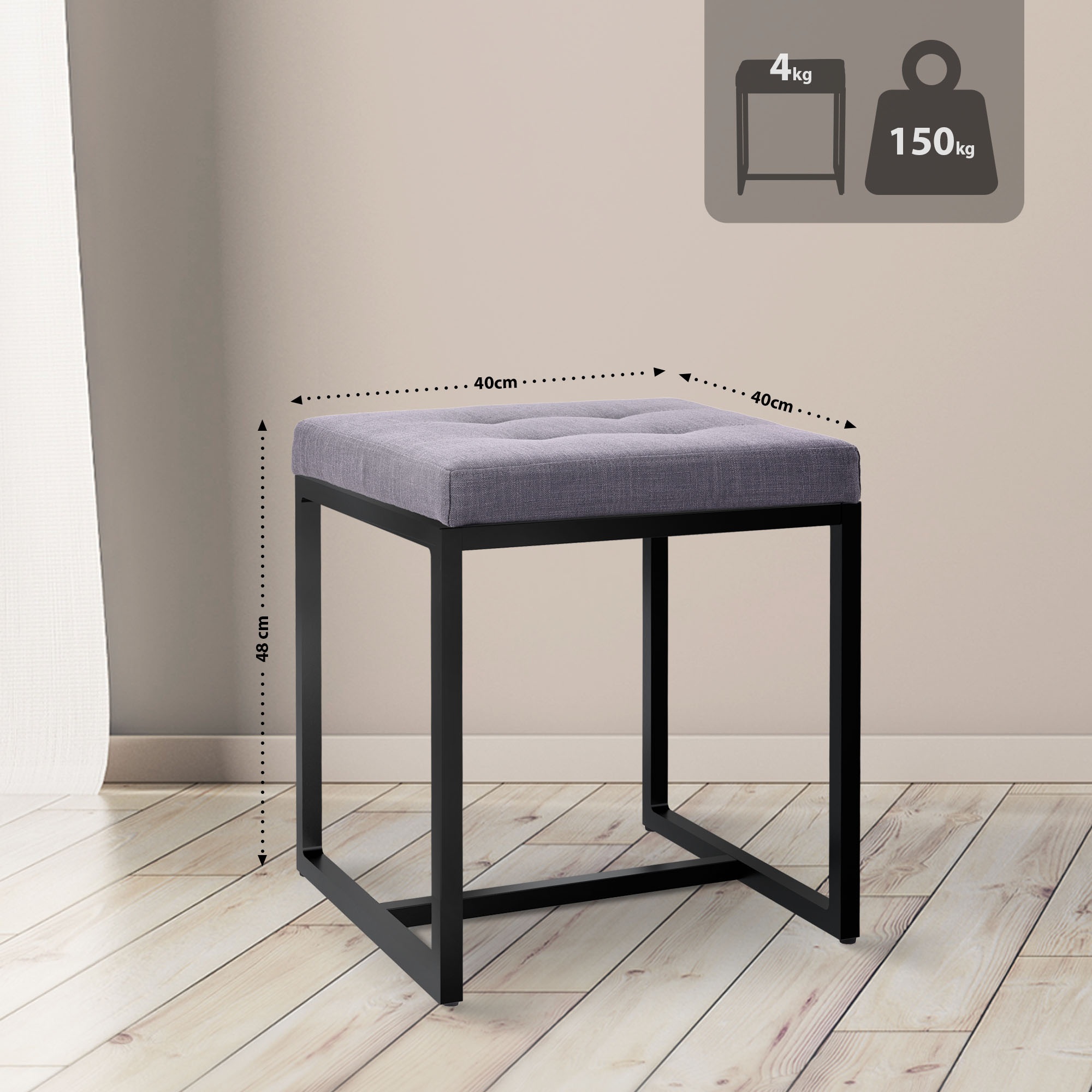 Sitzhocker Barci B Stoff, dunkelgrau