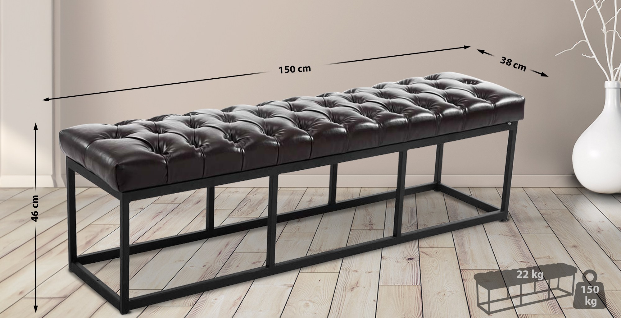 Sitzbank Amun Kunstleder B150, braun