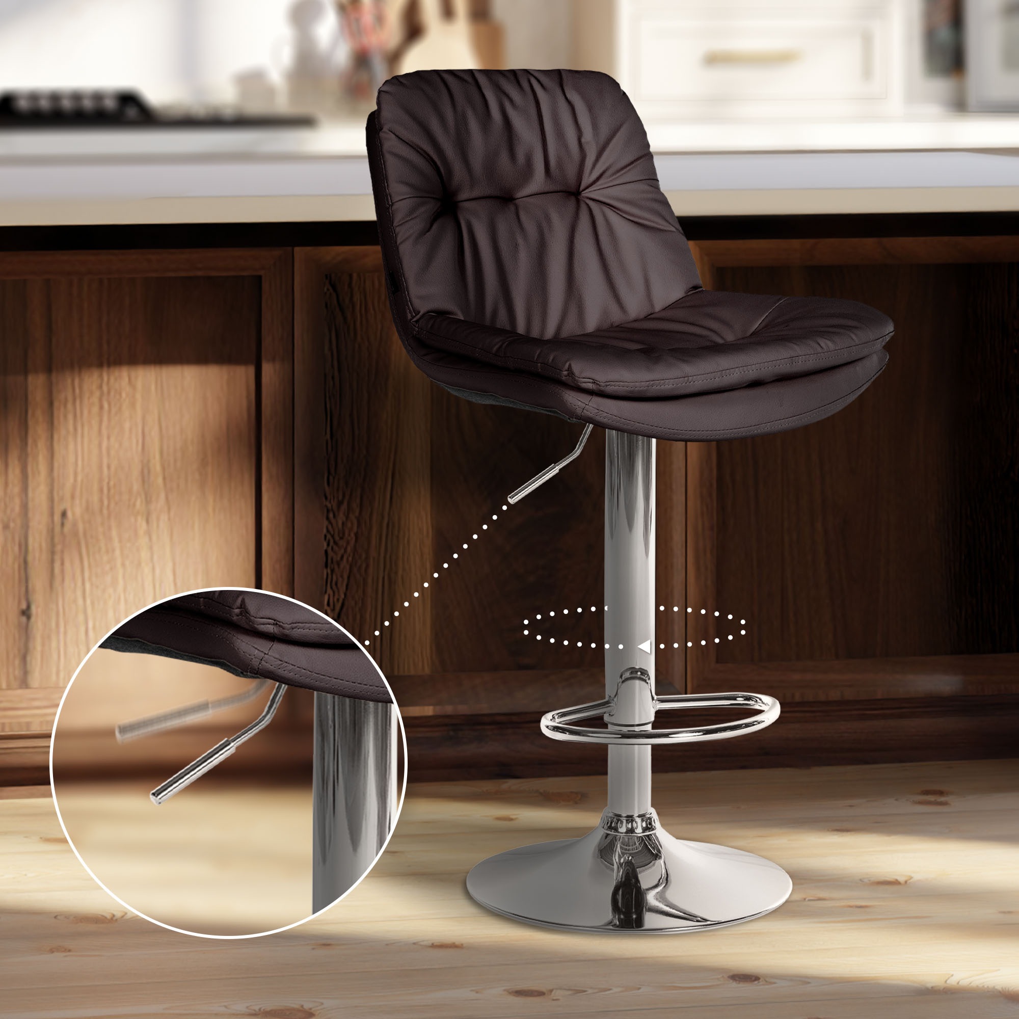 Barhocker Laurel Kunstleder chrom, braun
