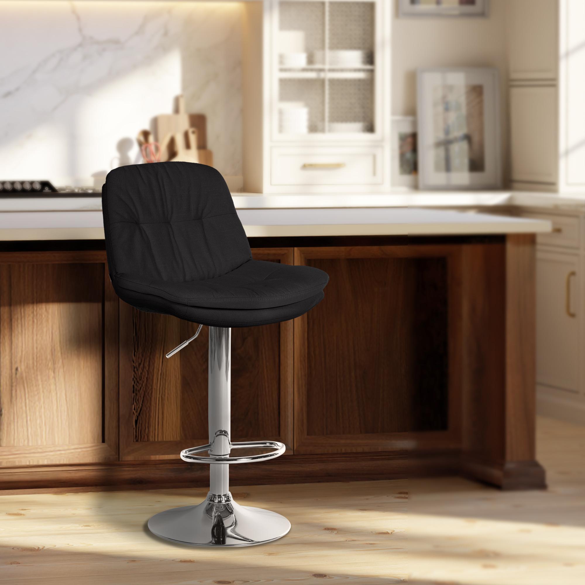 Barhocker Laurel Stoff chrom, schwarz