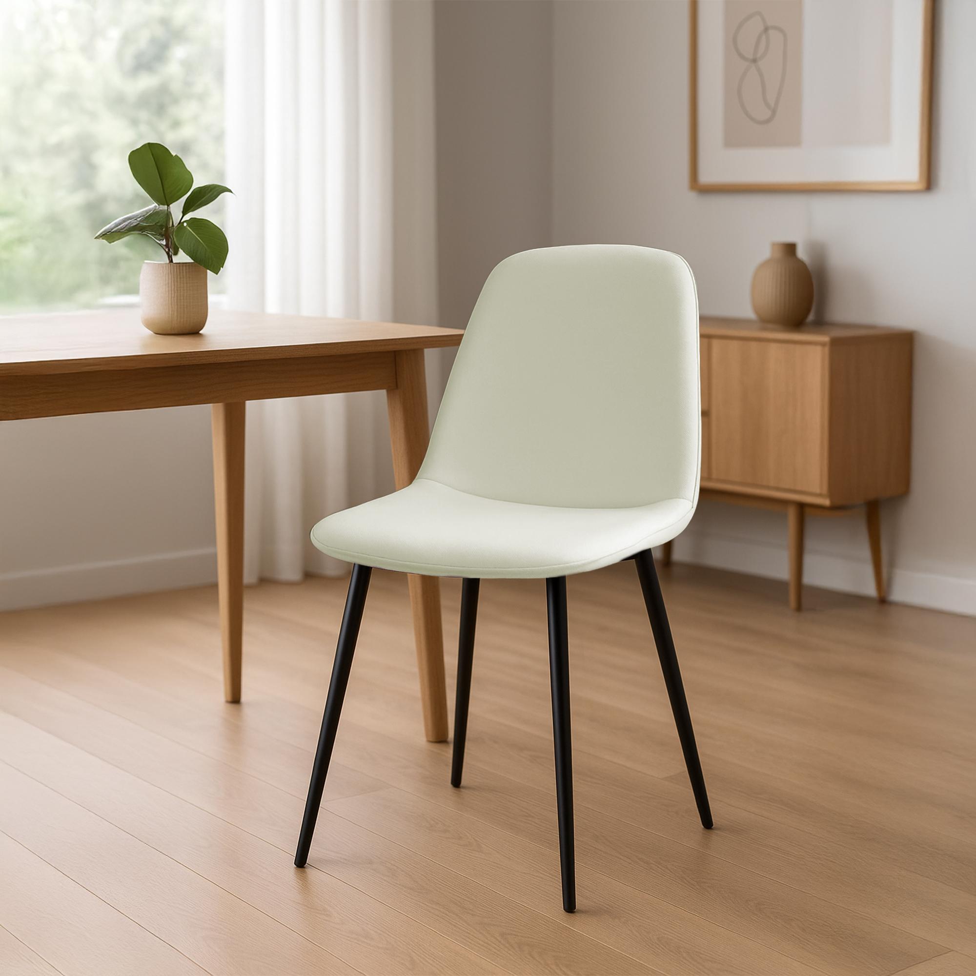 2er Set Esszimmerstuhl Maryam Stoff, creme