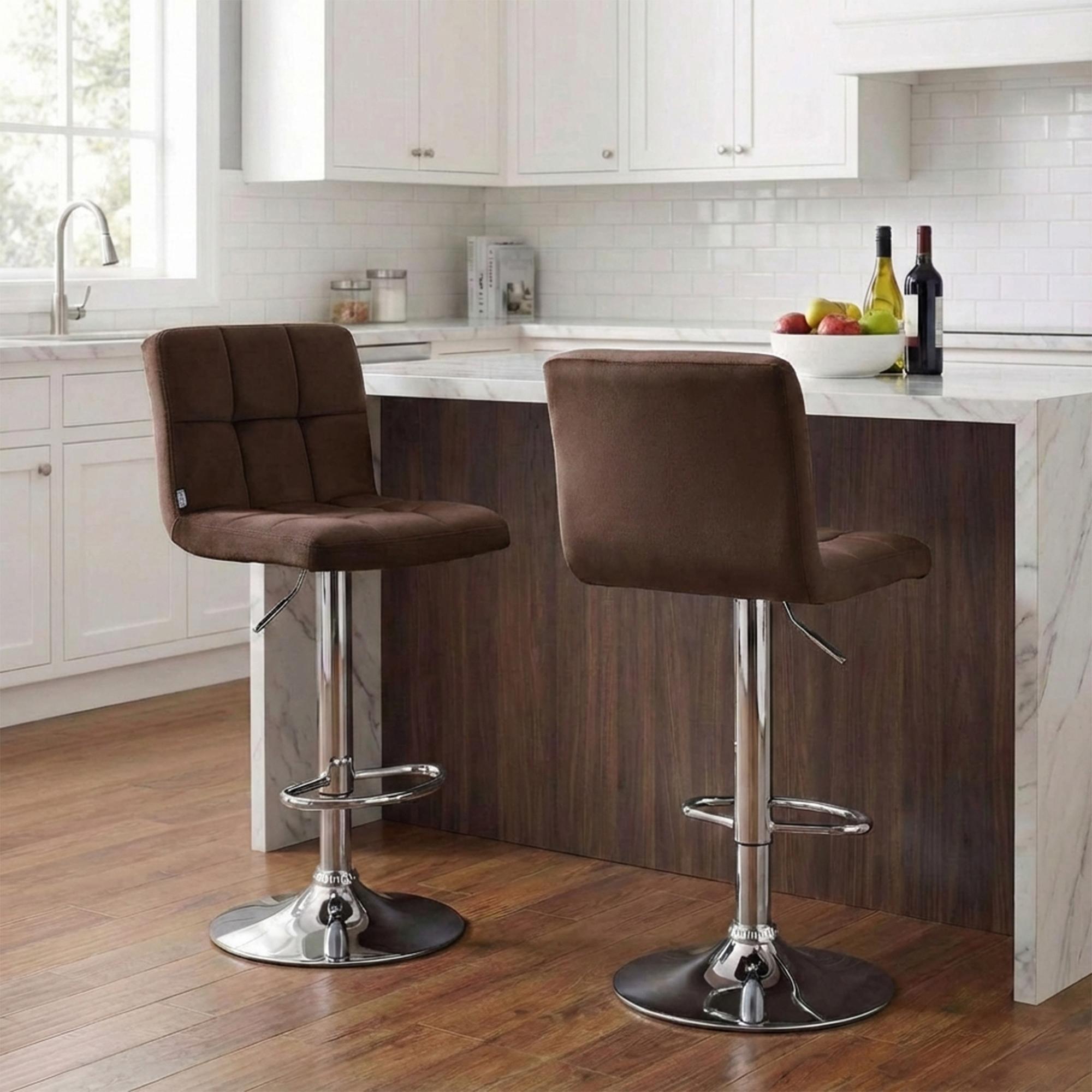 2er Set Barhocker Peru Samt chrom, braun
