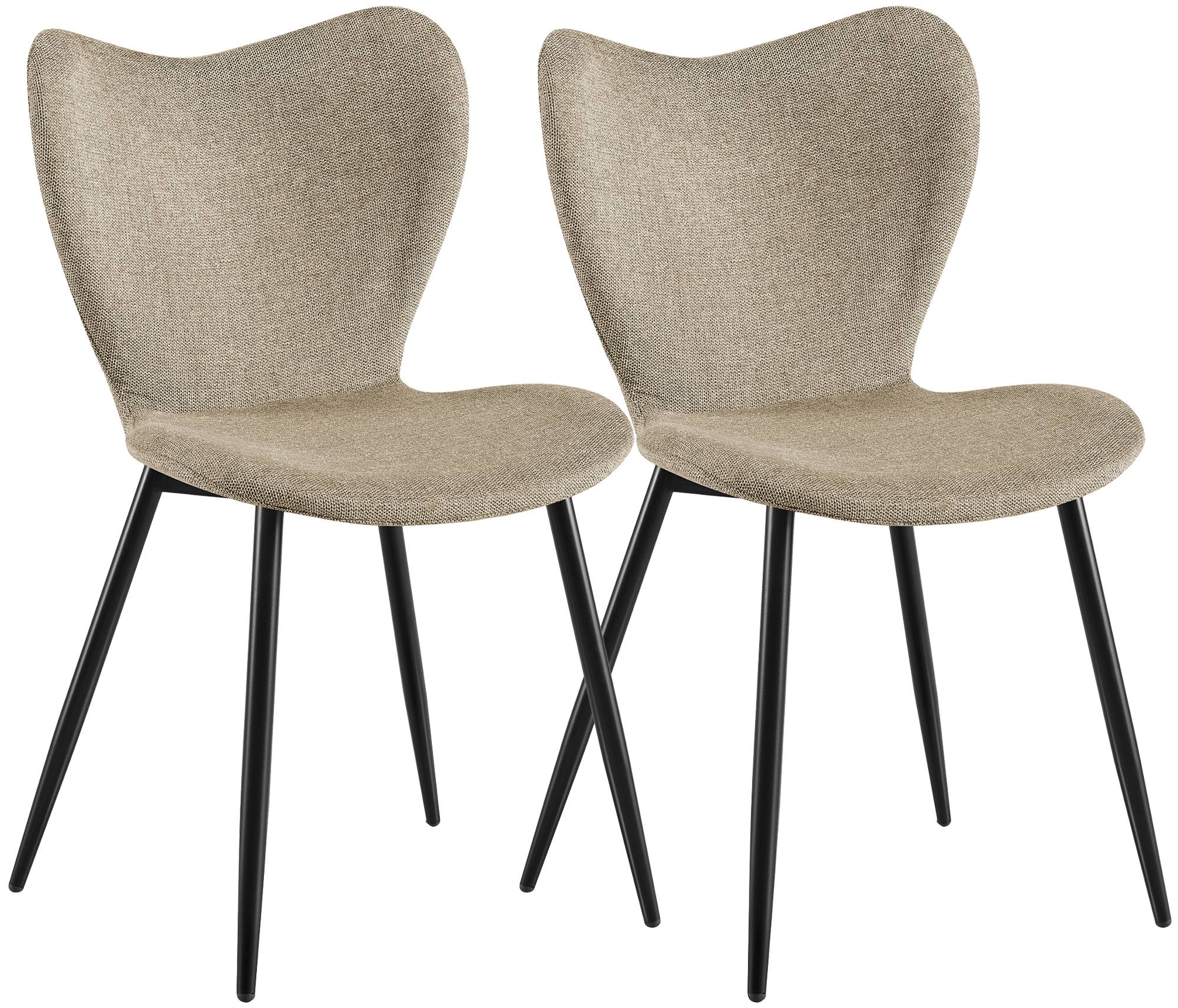 2er Set Esszimmerstuhl Maika Stoff, taupe