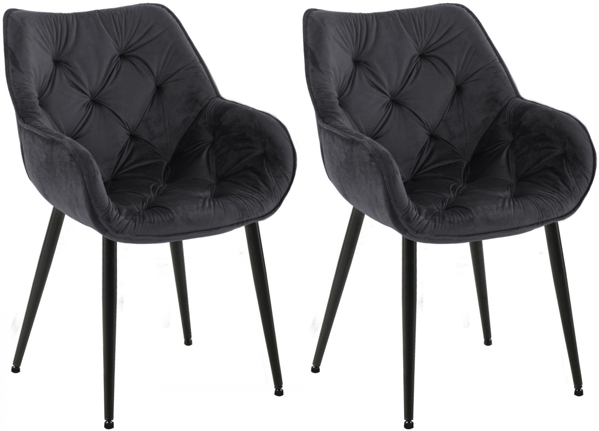 2er Set Stuhl Tanna Samt, schwarz