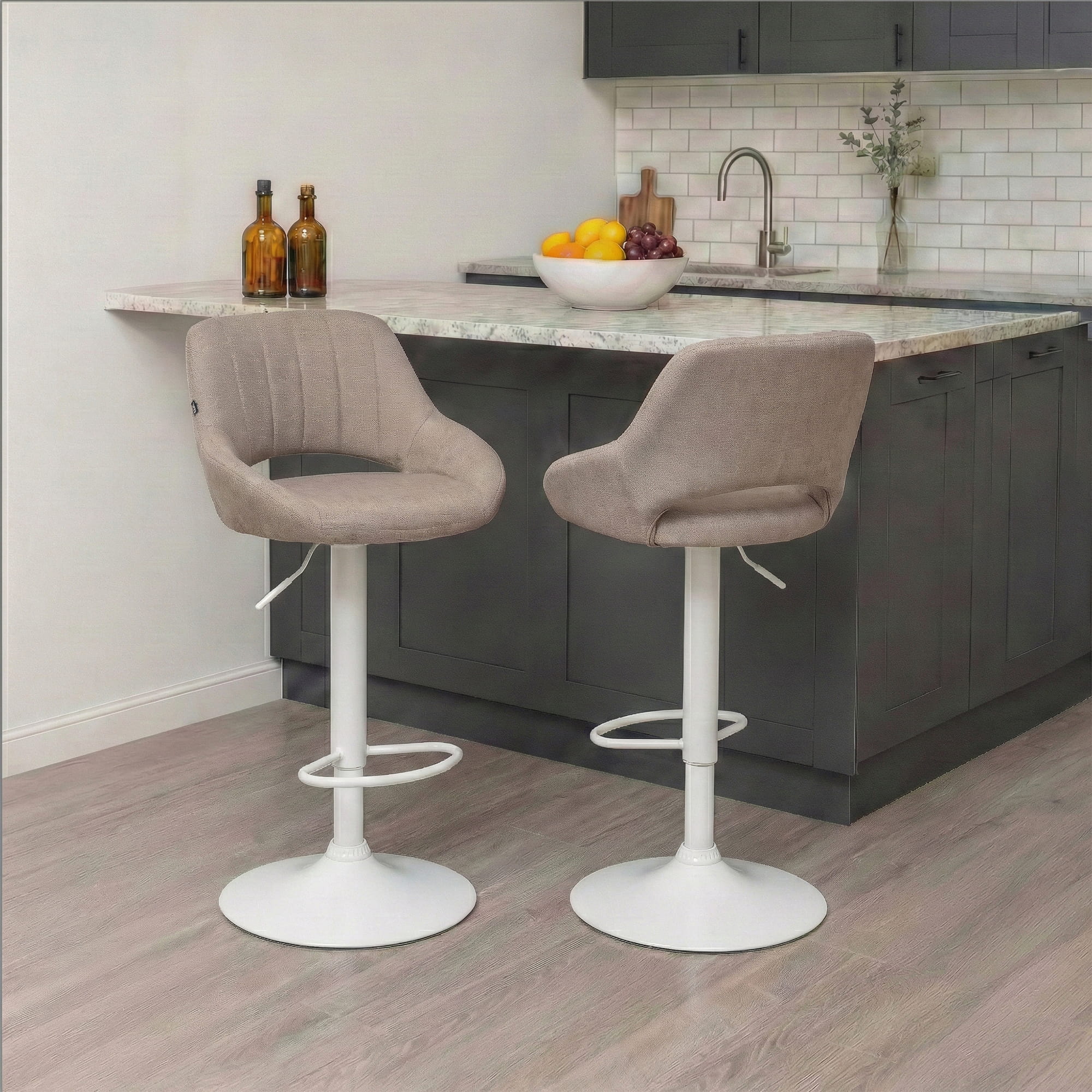 2er Set Barhocker Milet Stoff W, taupe