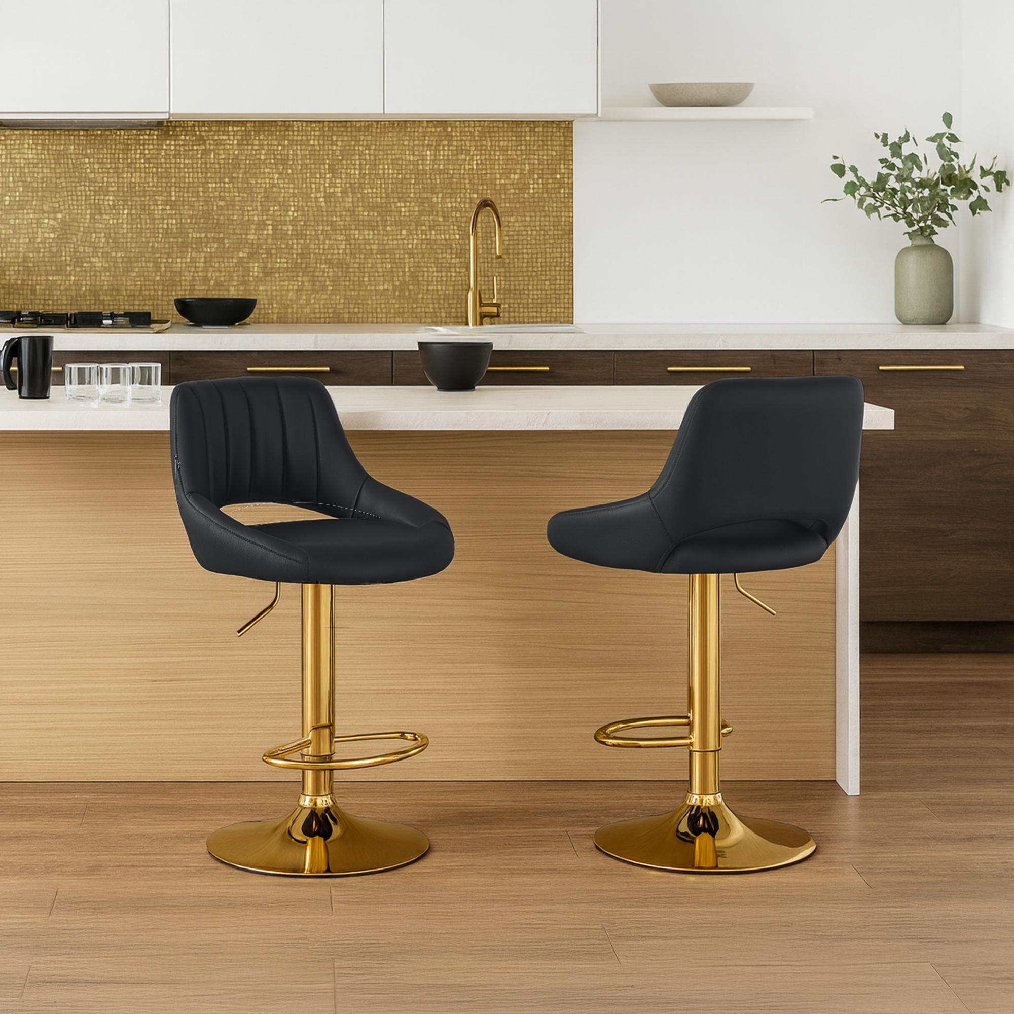 Barhocker Milet Kunstleder gold, schwarz