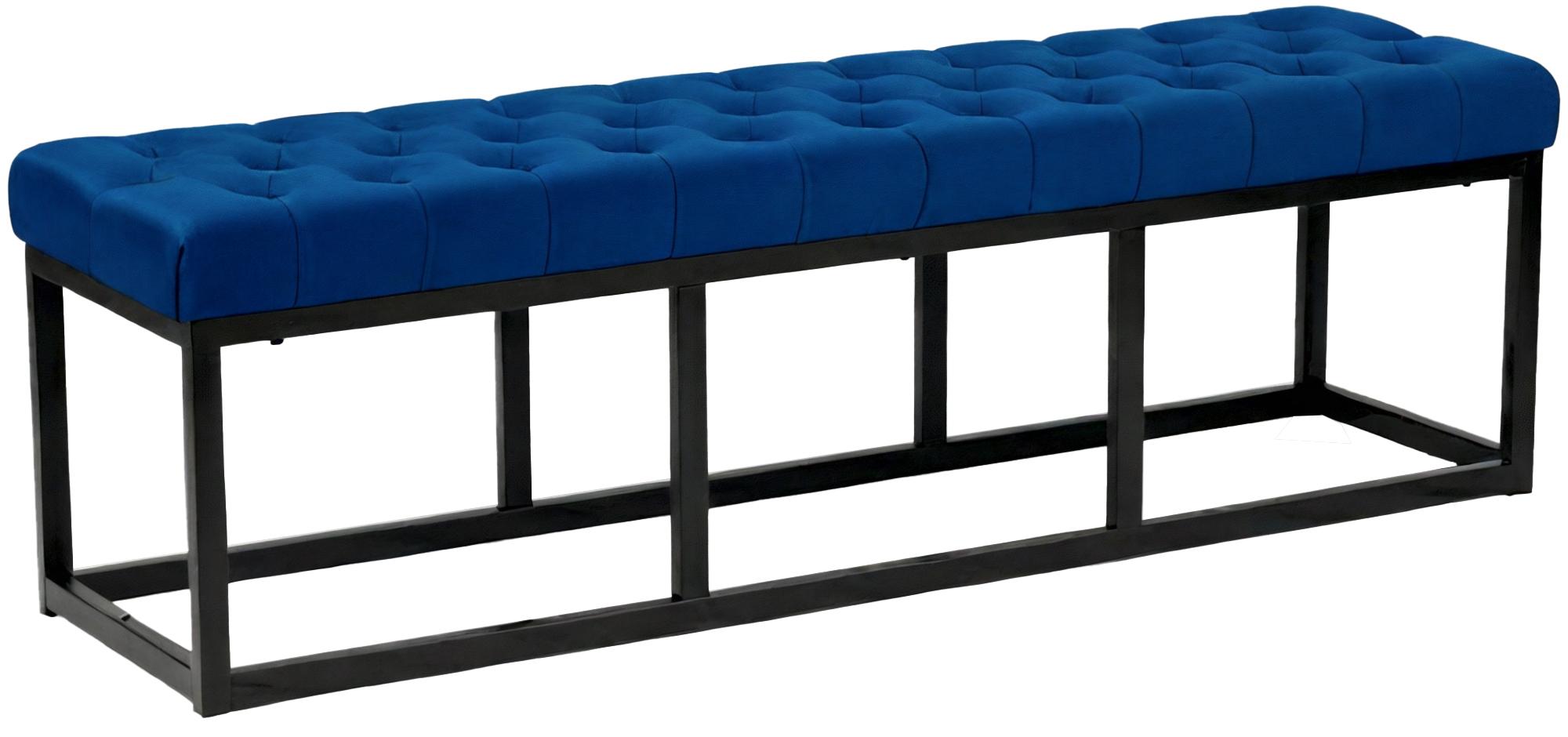 Sitzbank Polson Samt Schwarz 150 cm, blau