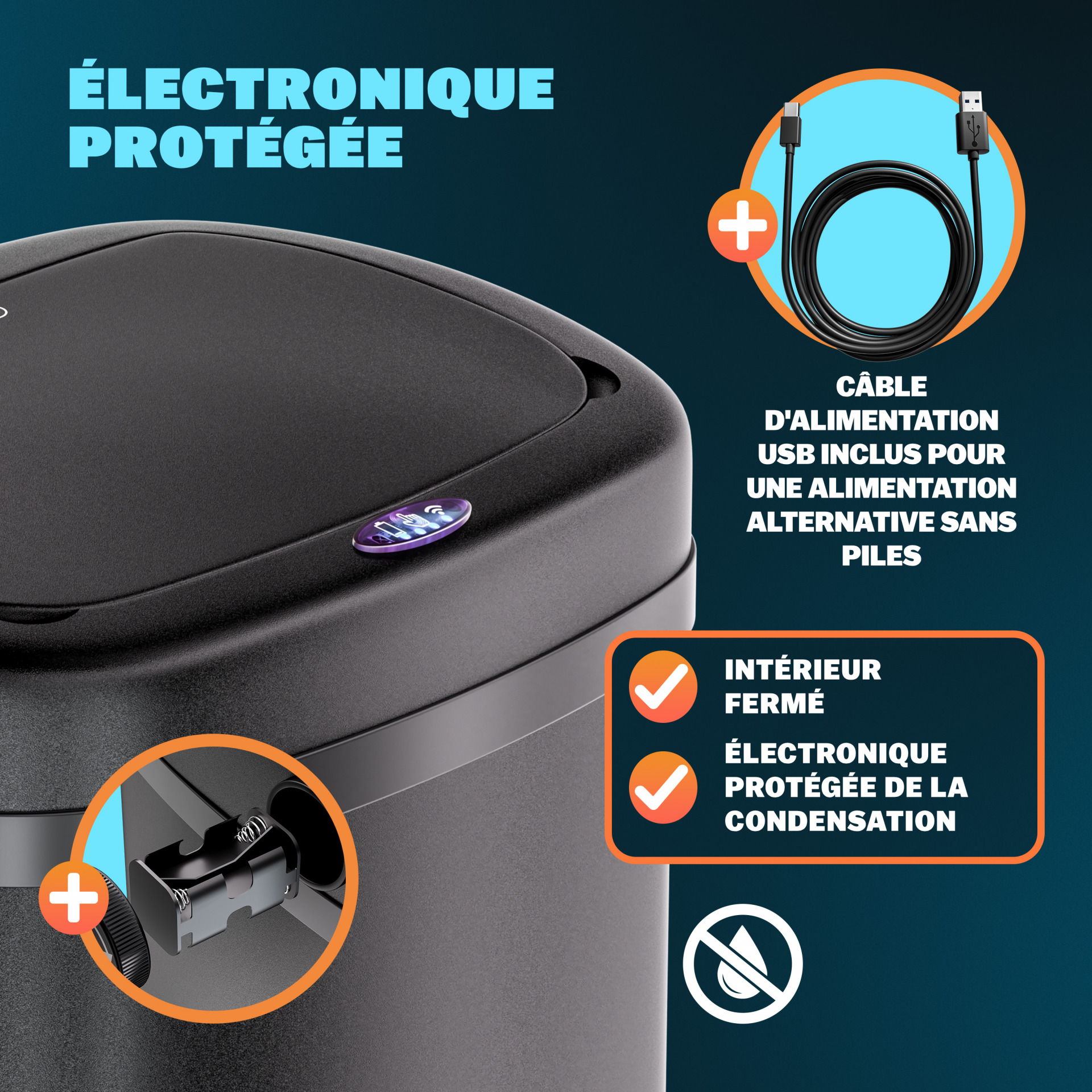 Sensor Mülleimer Edelstahl Weiß/Creme 58L