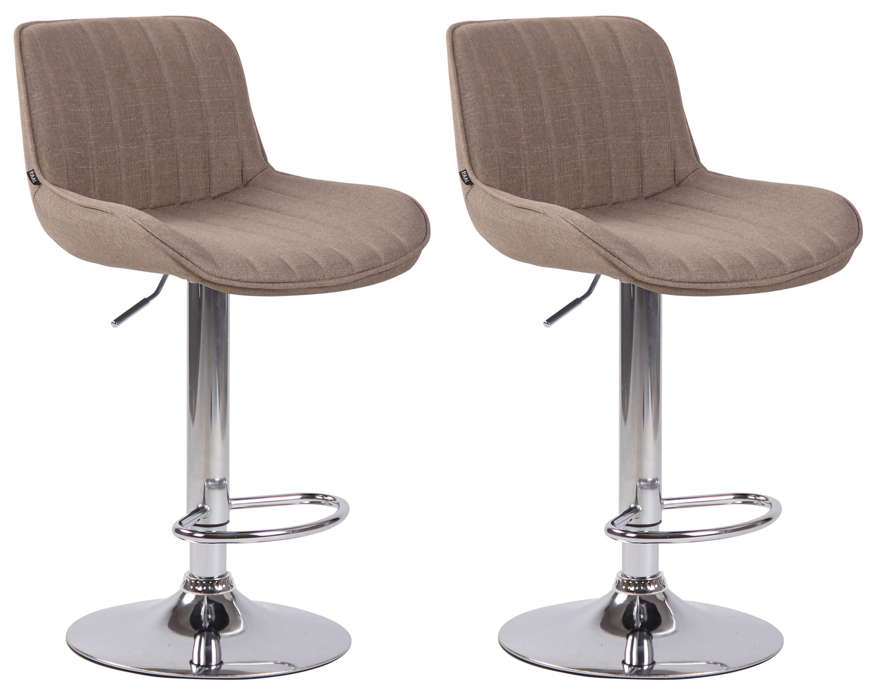 2er Set Barhocker Lentini Stoff chrom, taupe