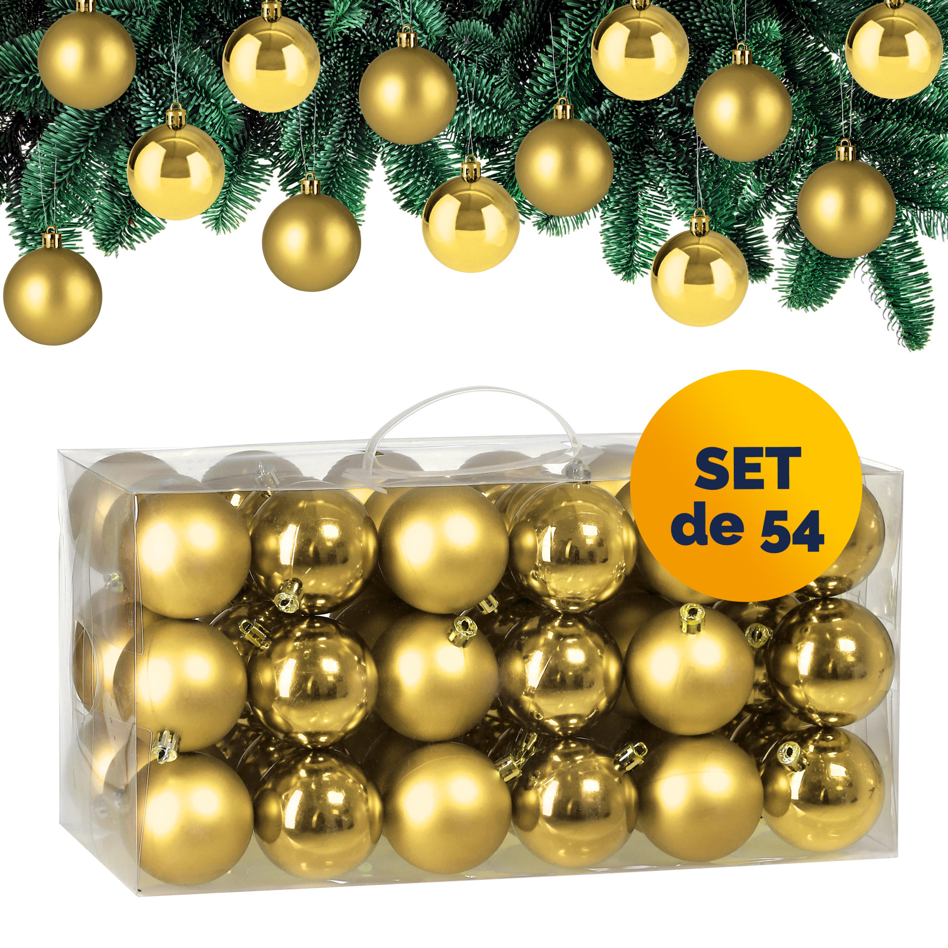 Weihnachtskugeln Gold 54-tlg in matt + glänzend