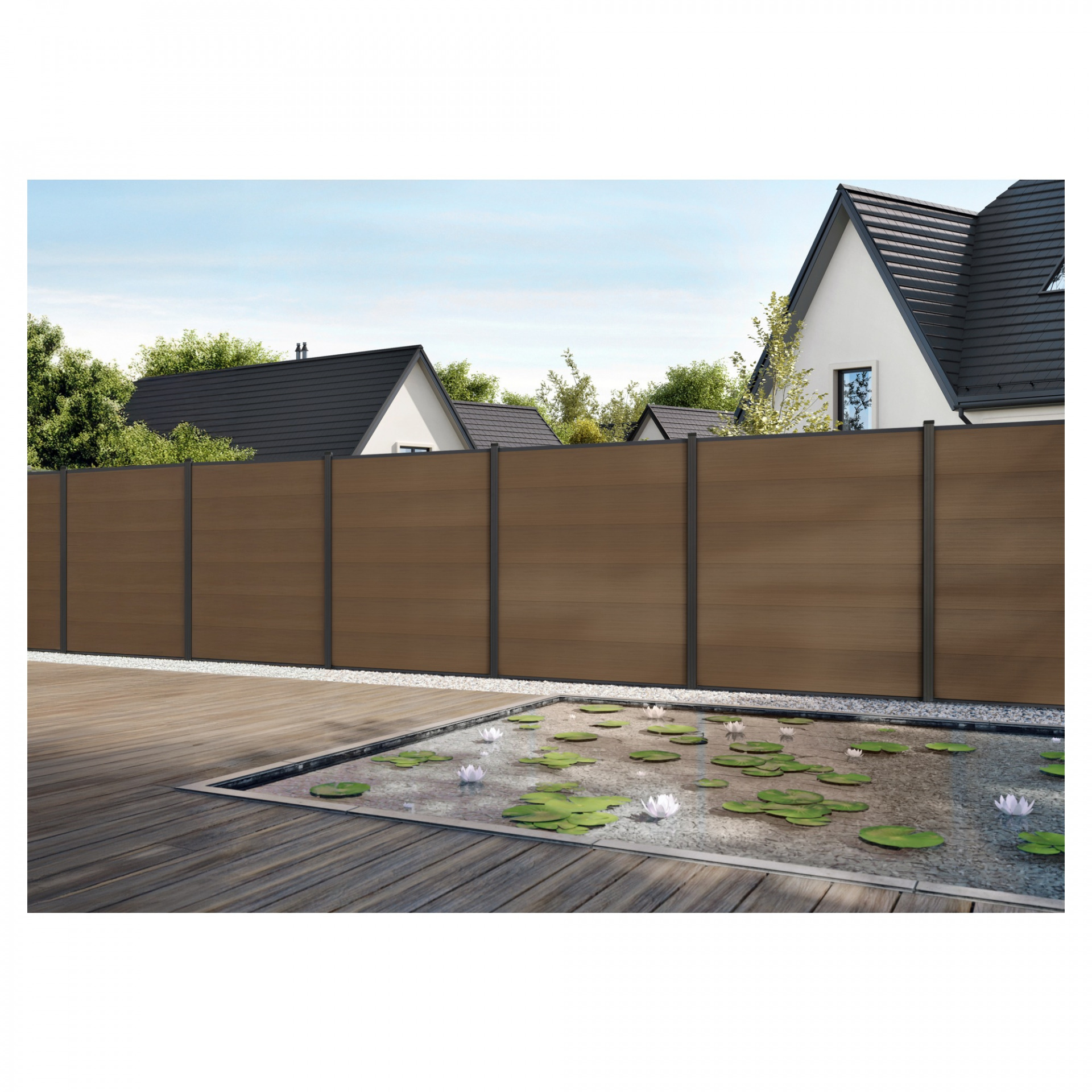 MAX-XL WPC-Steckzaun, teak, 300 x 20 x 1790 mm, coextrudiert