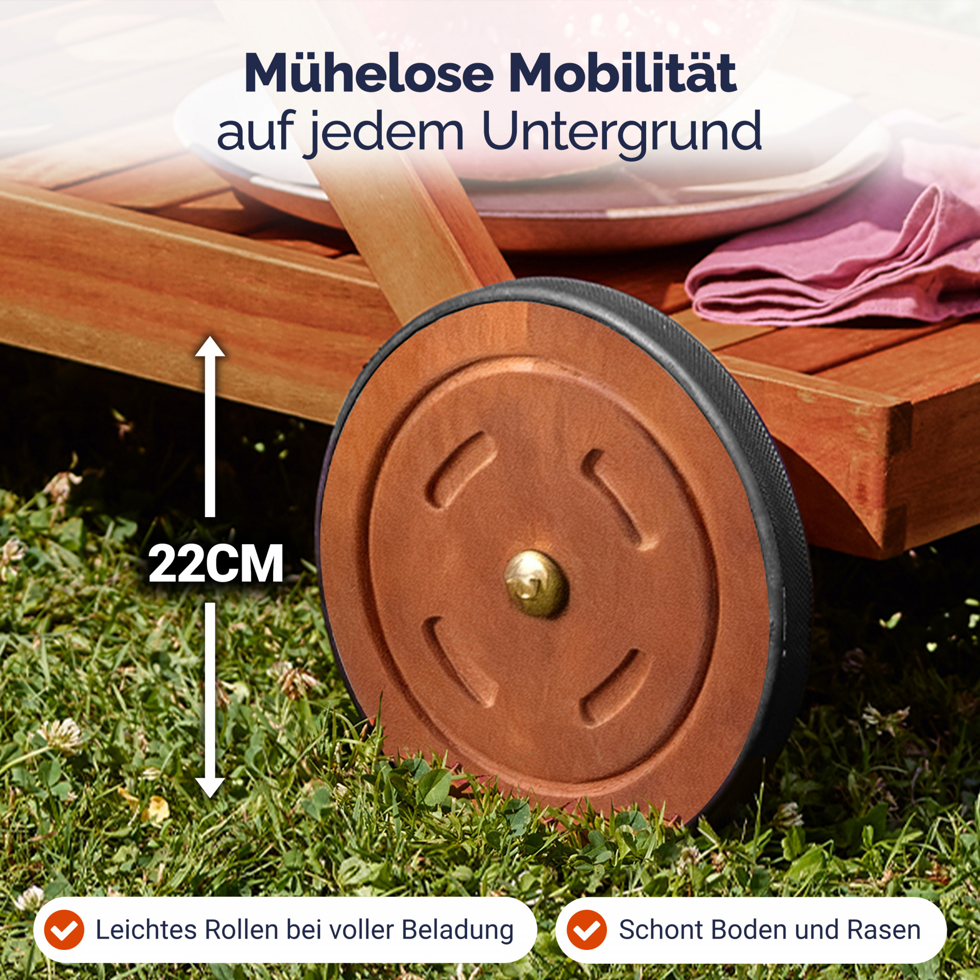 Servierwagen mit Rollen Akazienholz FSC®-zertifiziert
