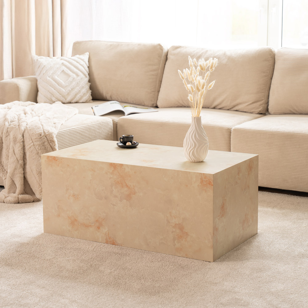 Couchtisch Marmor AMIRI L - 95 x 50 cm Sandstein