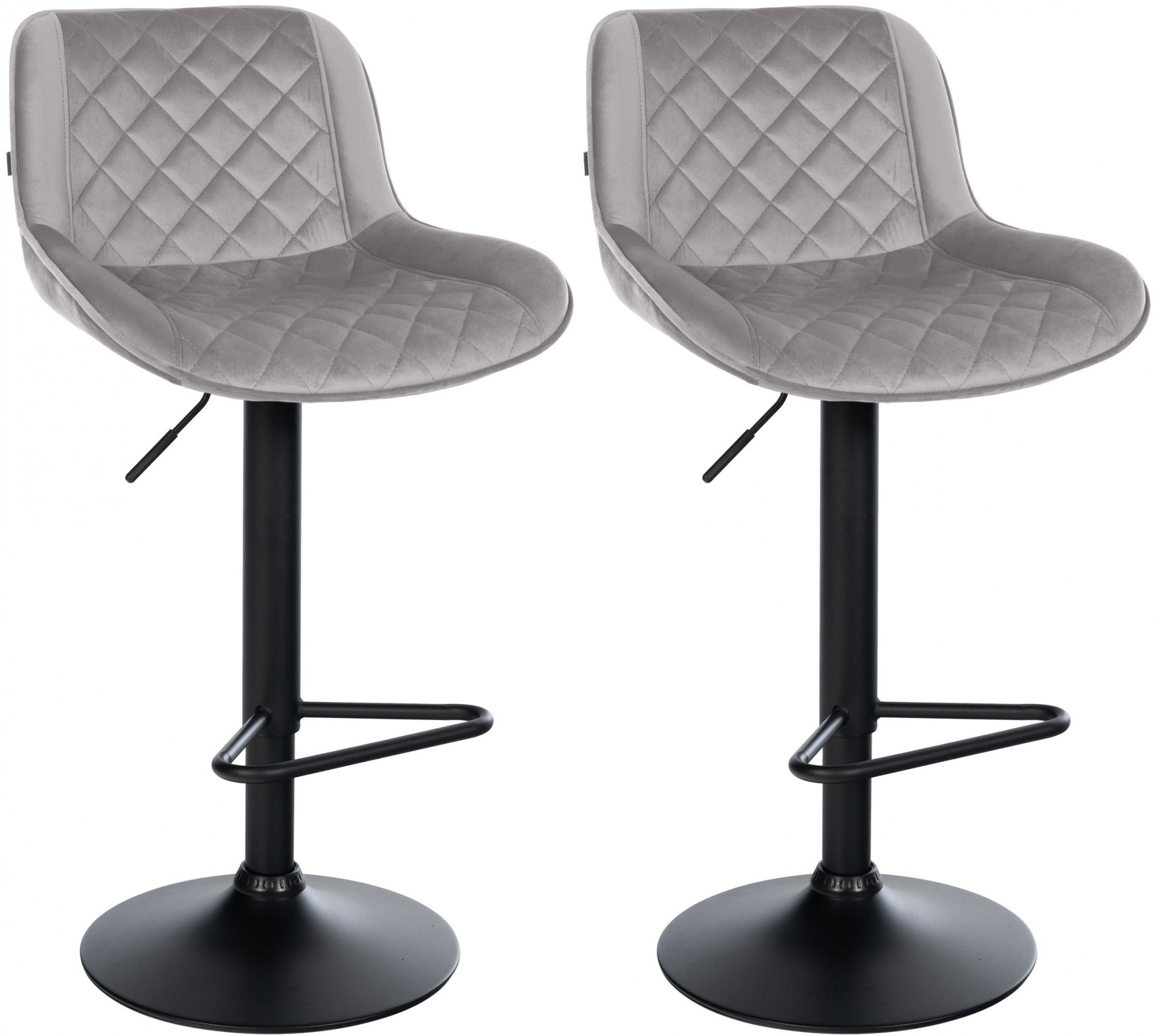 2er Set Barhocker Kasson Samt, grau