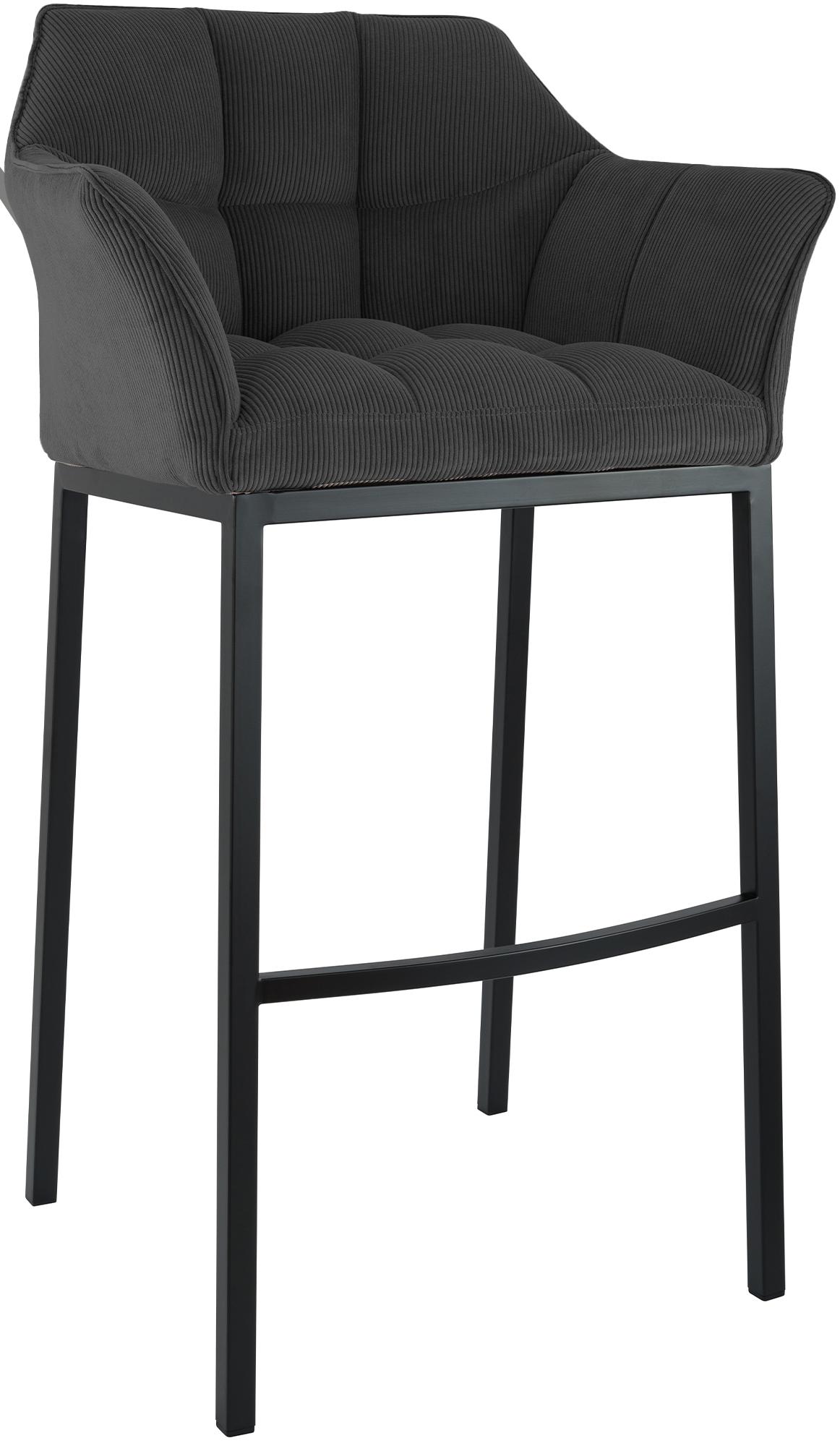 Barhocker Damaso B Cord mit 4-Fuß Gestell, dunkelgrau