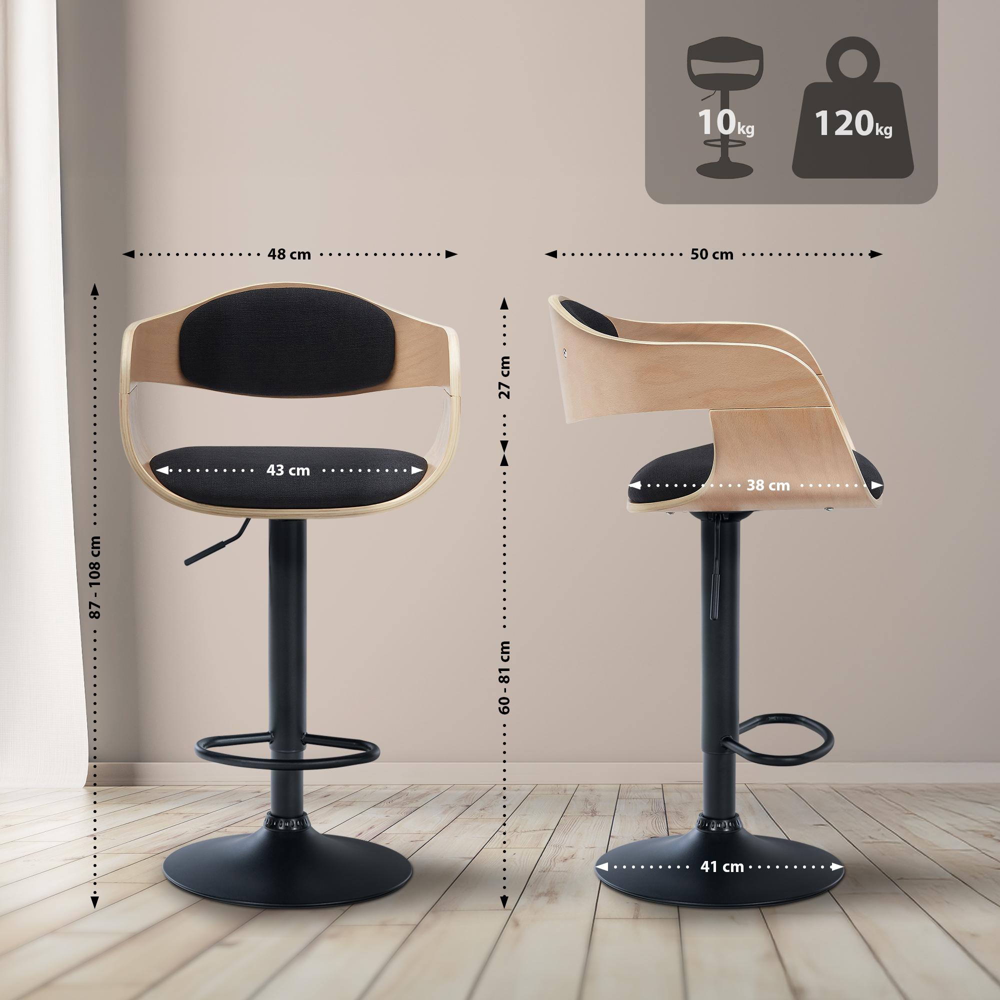 Barhocker Kingston B Stoff, natura/schwarz
