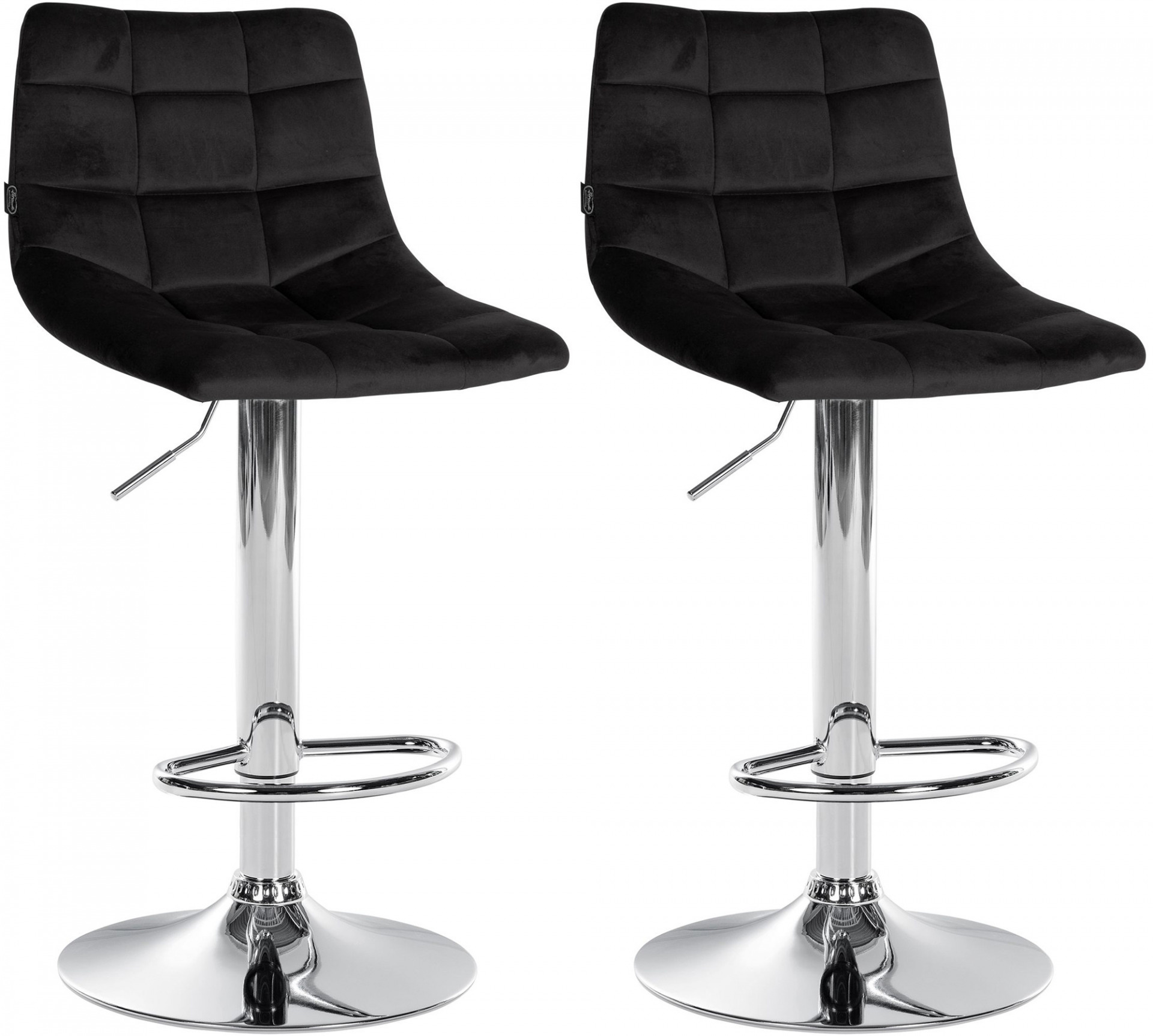 2er Set Barhocker Jerry Samt chrom, schwarz