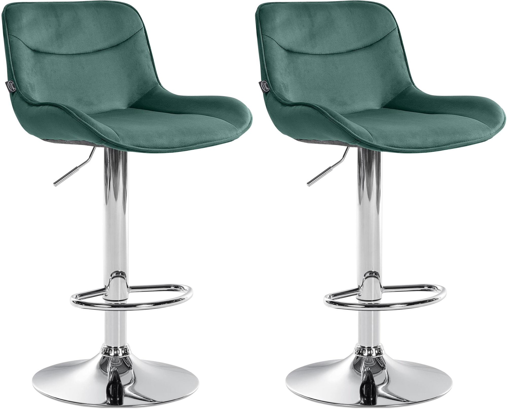 2er Set Barhocker Vonore Samt chrom, grün