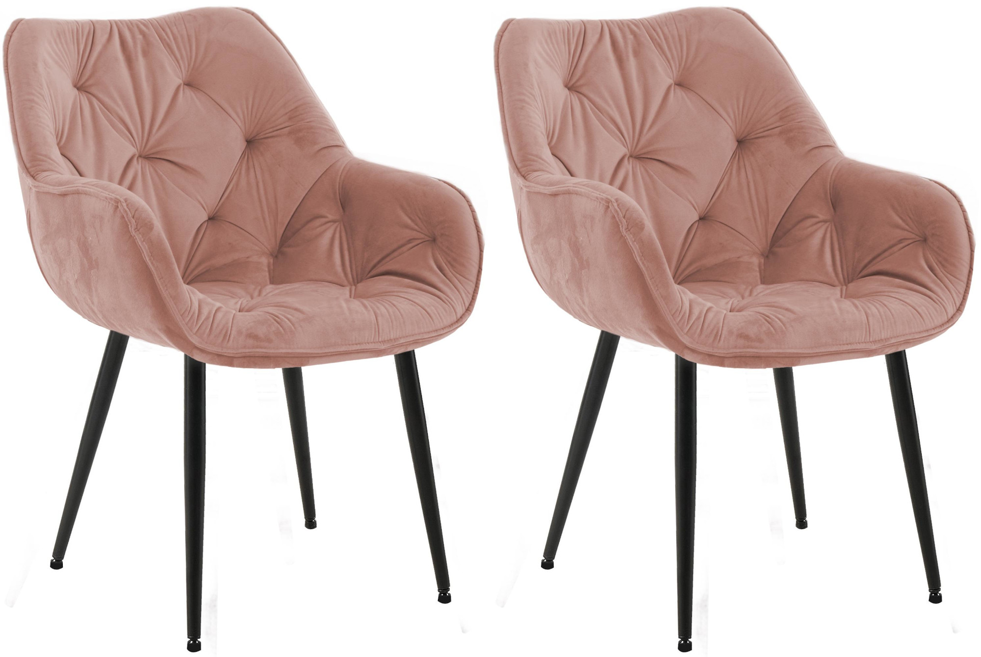 2er Set Stuhl Tanna Samt, rosa