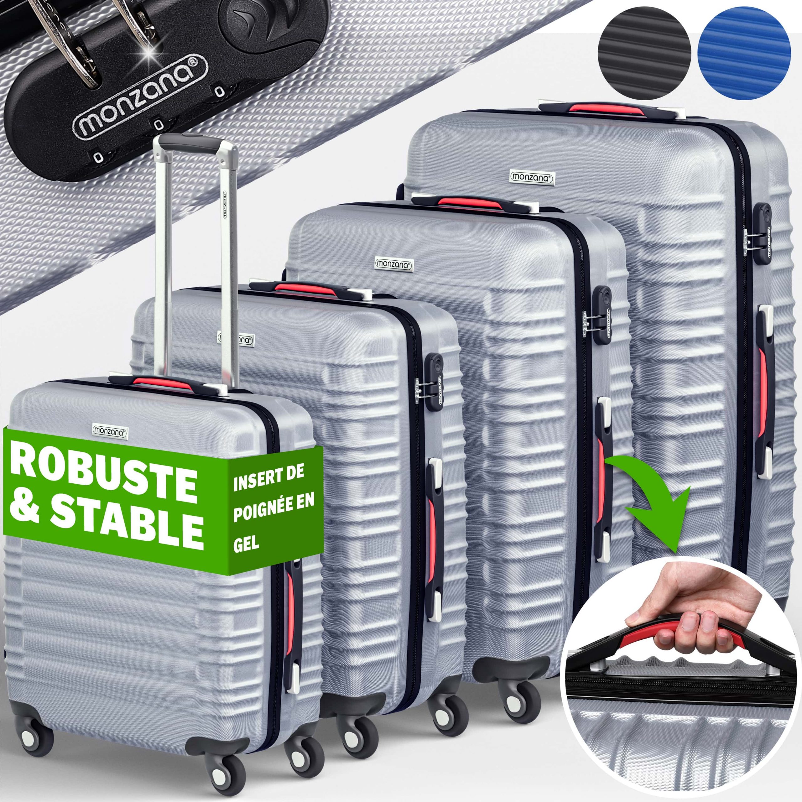 Hartschalenkoffer Set 4tlg Rollen 360º Silber ABS