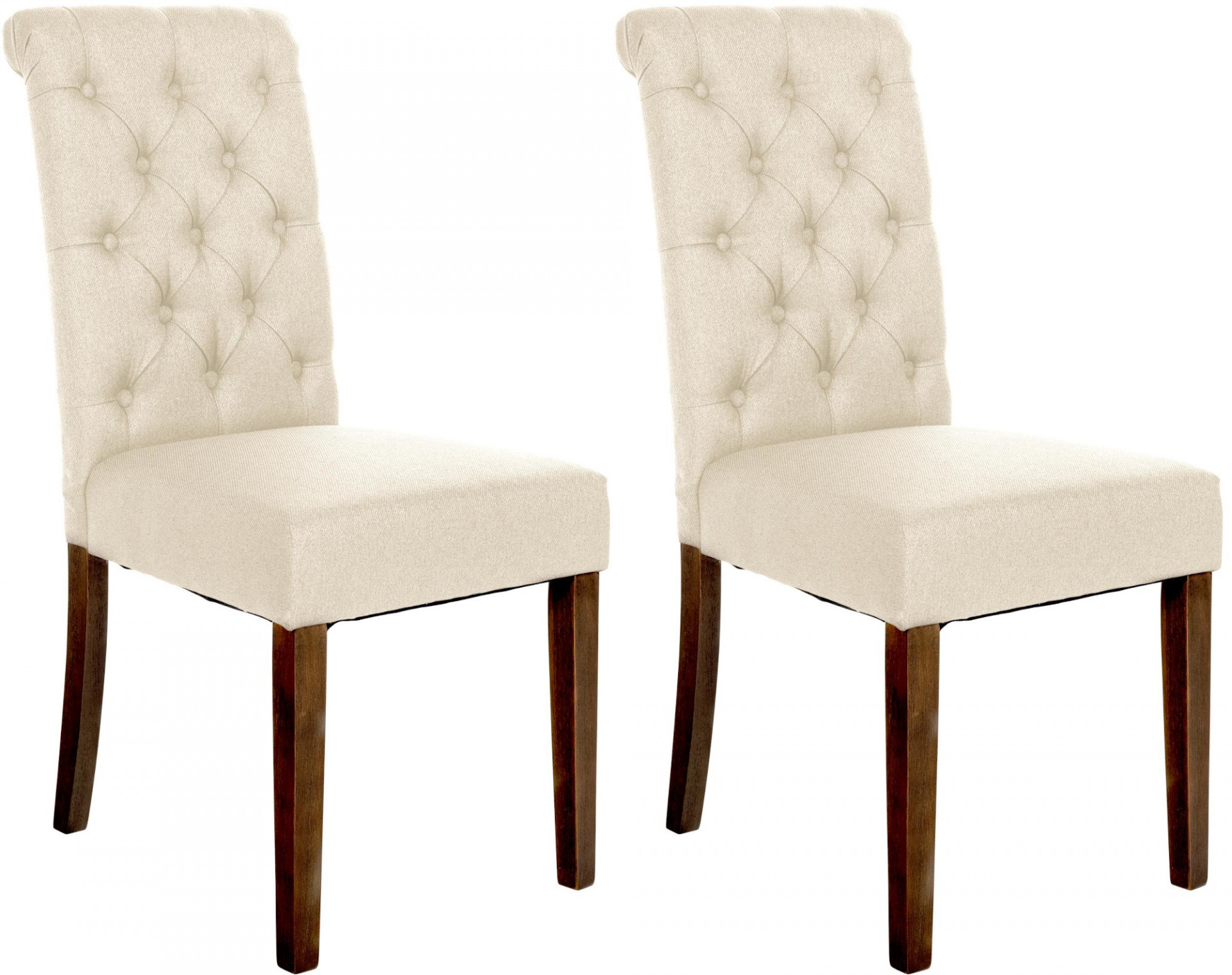 2er Set Esszimmerstühle Lisburn Stoff, creme