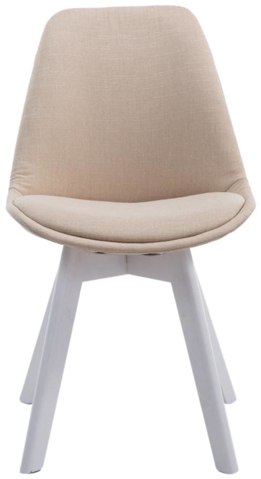 4er Set Besucherstühle Borneo V2 Weiß Stoff, creme