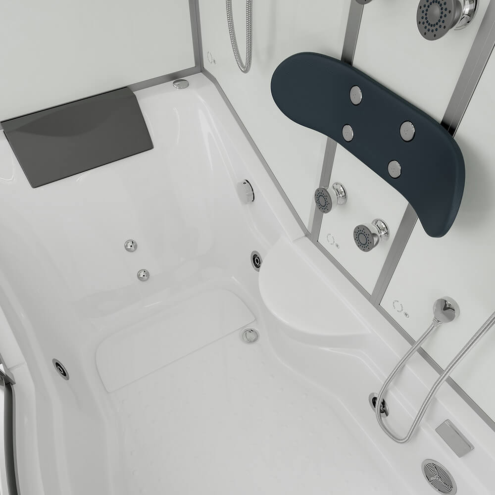 Dampfdusche mit Whirlpool ALLIN 4IN1 - 170 x 90 Weiß Rechts