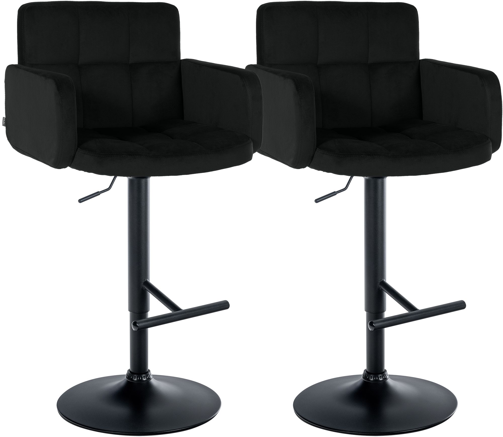 2er Set Barhocker Los Angeles Samt schwarz, schwarz
