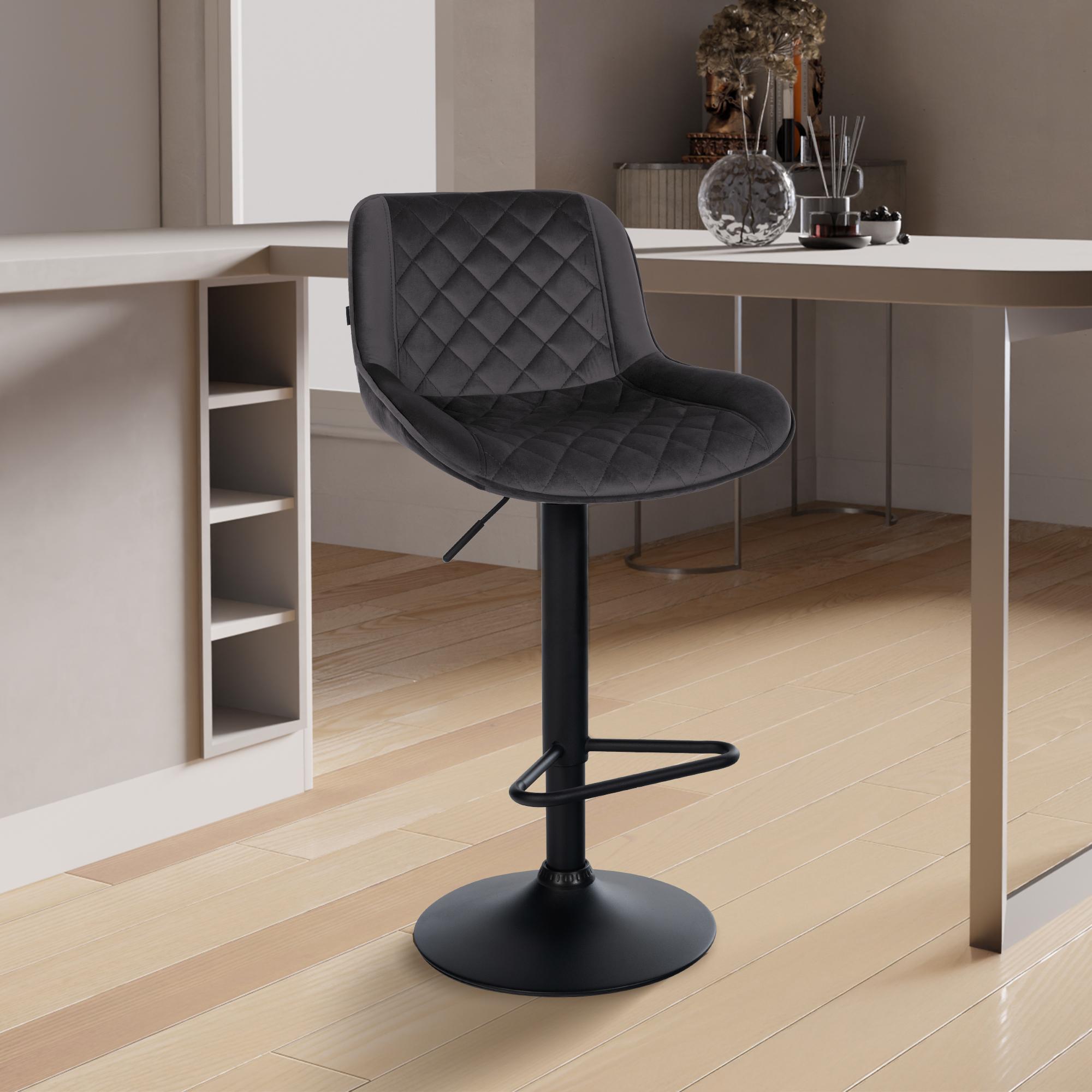Barhocker Kasson Samt, schwarz