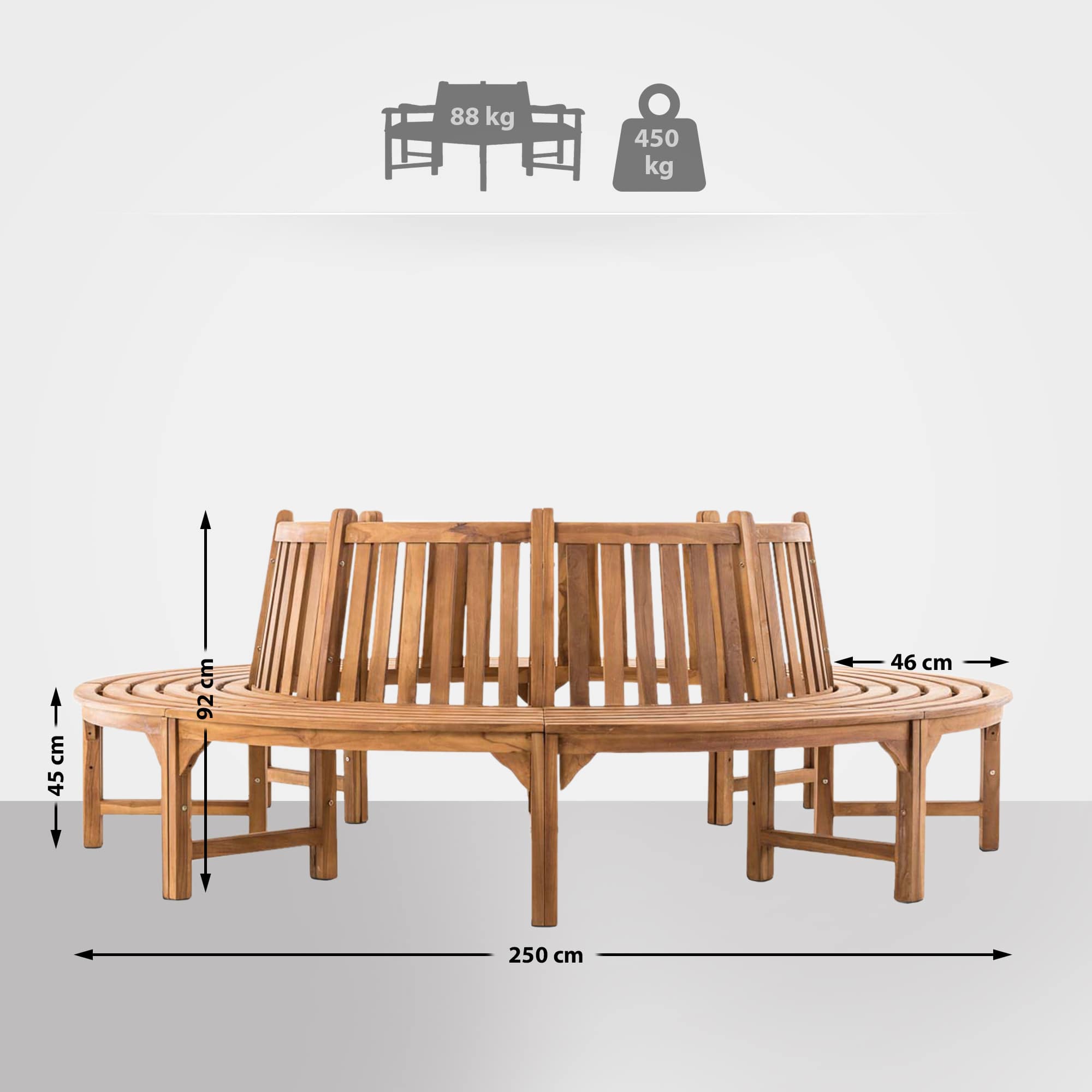 Baumbank Novum rund 250 cm, teak