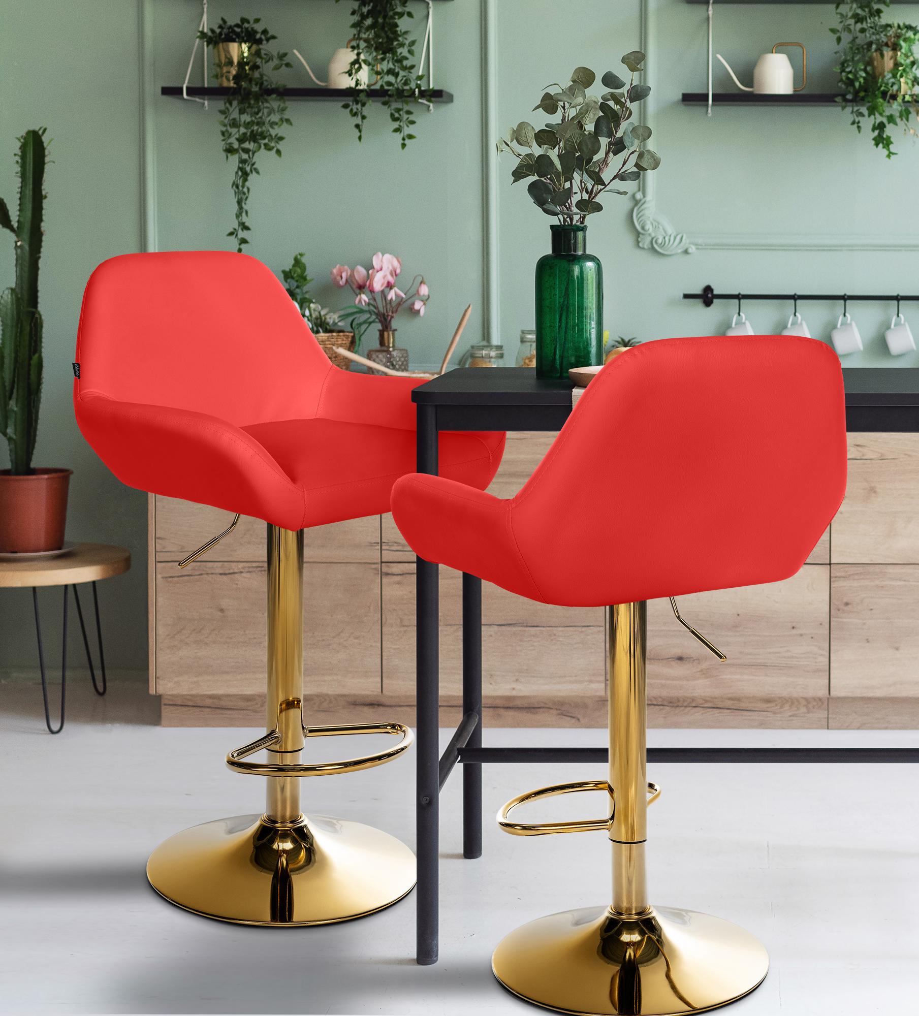 2er Set Barhocker Braga Gold Kunstleder, rot