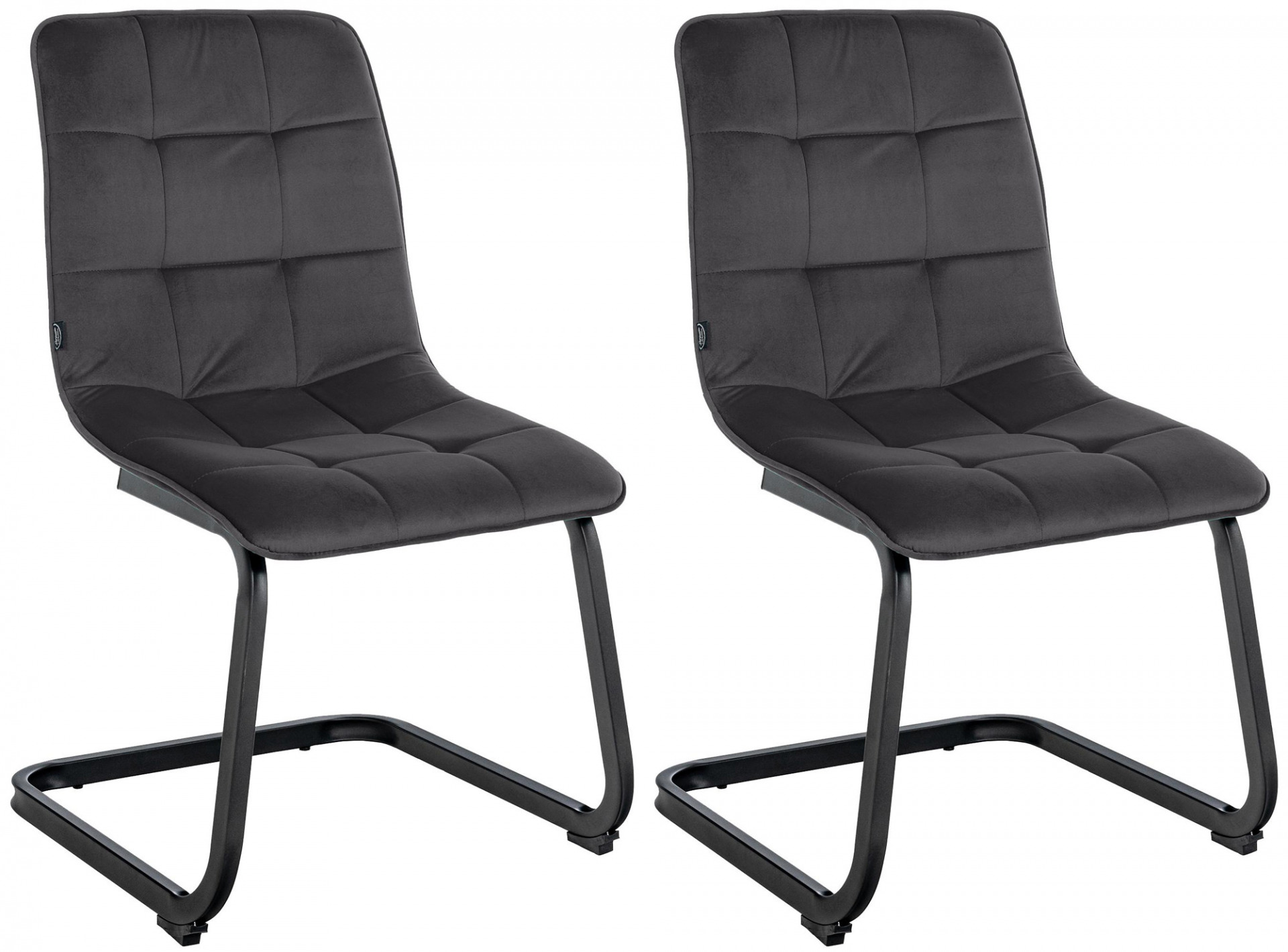 2er Set Esszimmerstuhl Vermont Samt, schwarz
