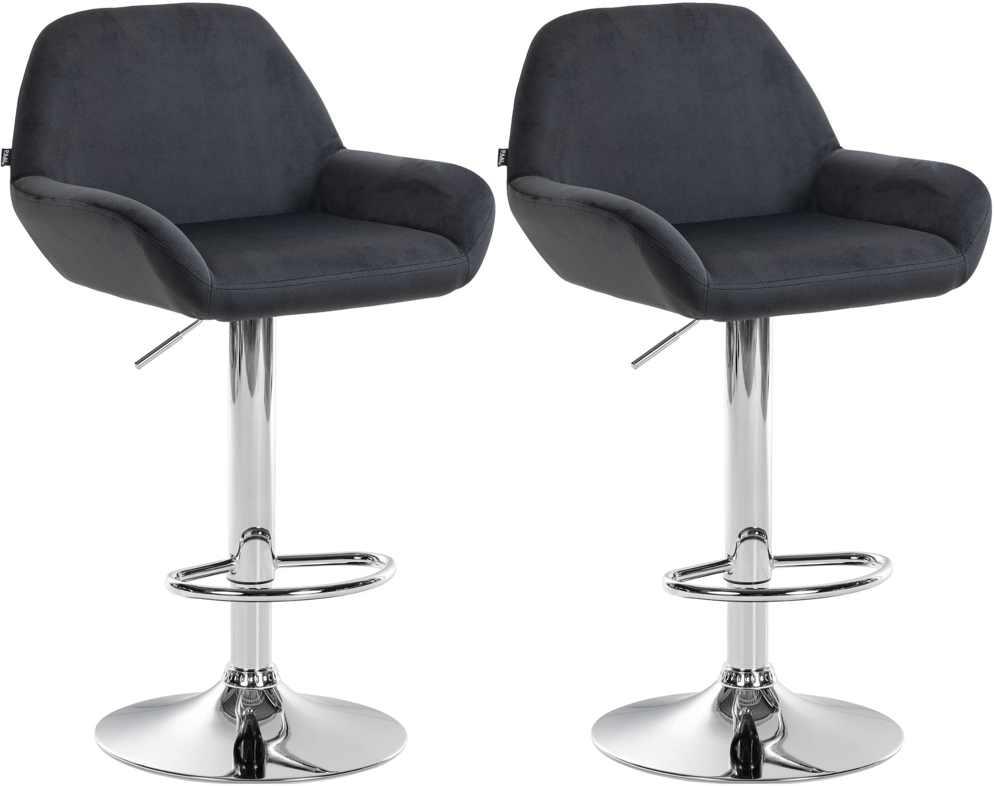 2er Set Barhocker Braga Samt chrom, schwarz