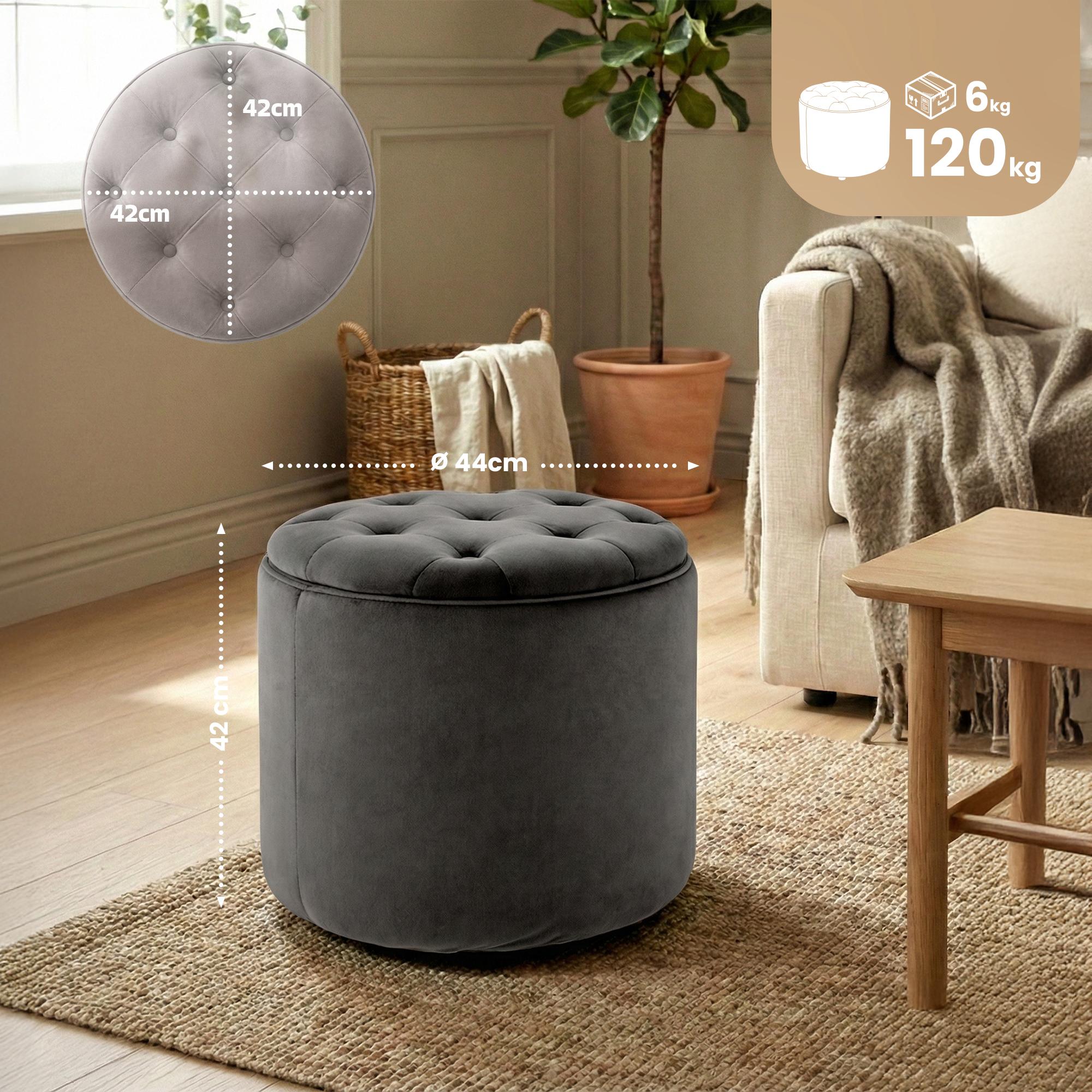 Sitzhocker Pantin Samt, grau