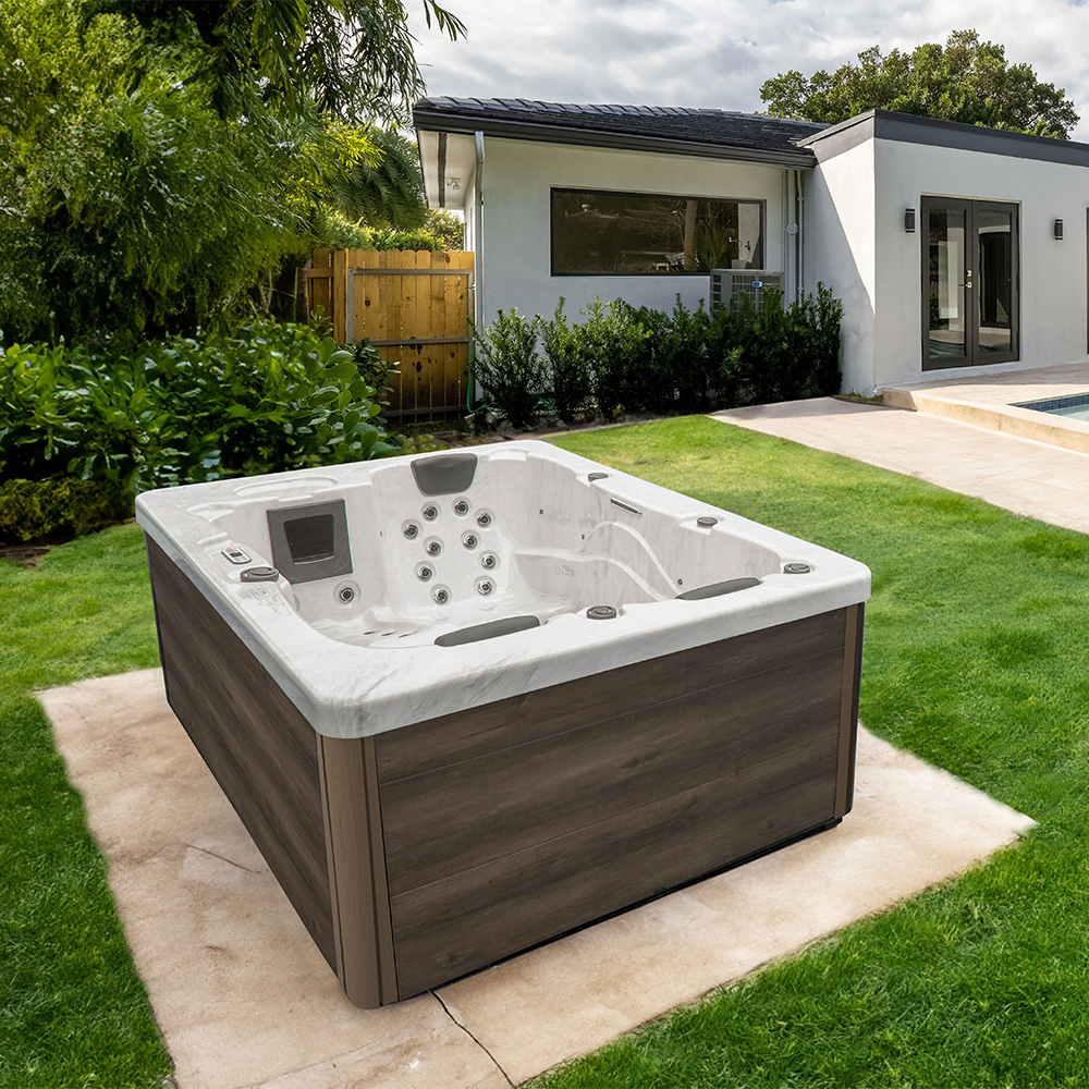Outdoor Whirlpool WHITE MARBLE Nussbraun - 210 x 160 cm für 3 Personen