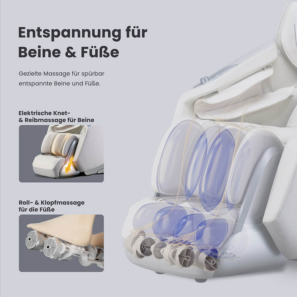 Massagesessel ALVINA mit Premium Webstoffpolsterung - Grau