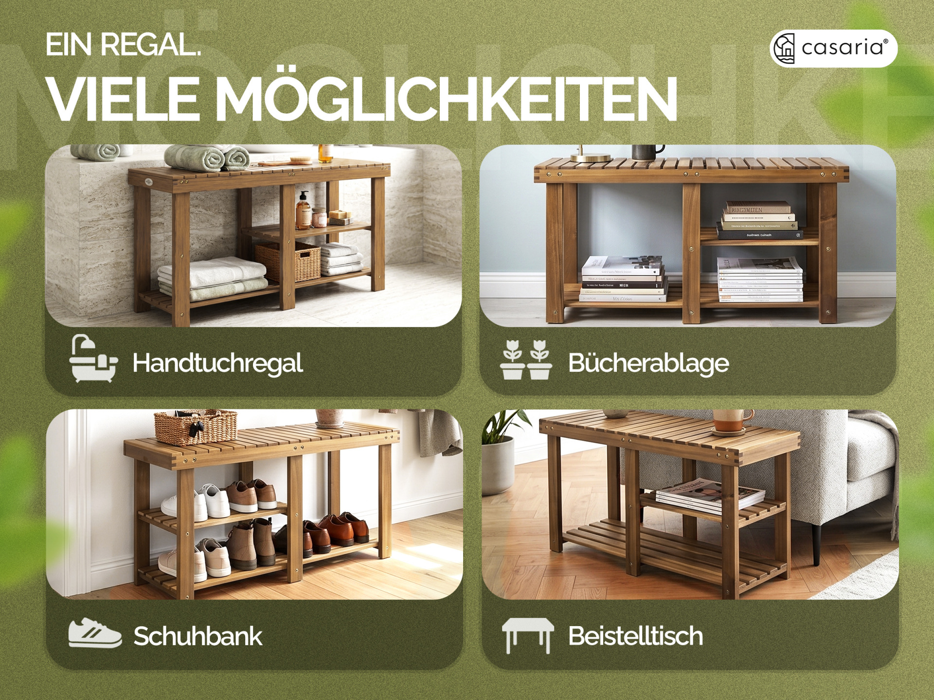 Schuhregal 2in1 Braun Akazienholz 87x30x45cm