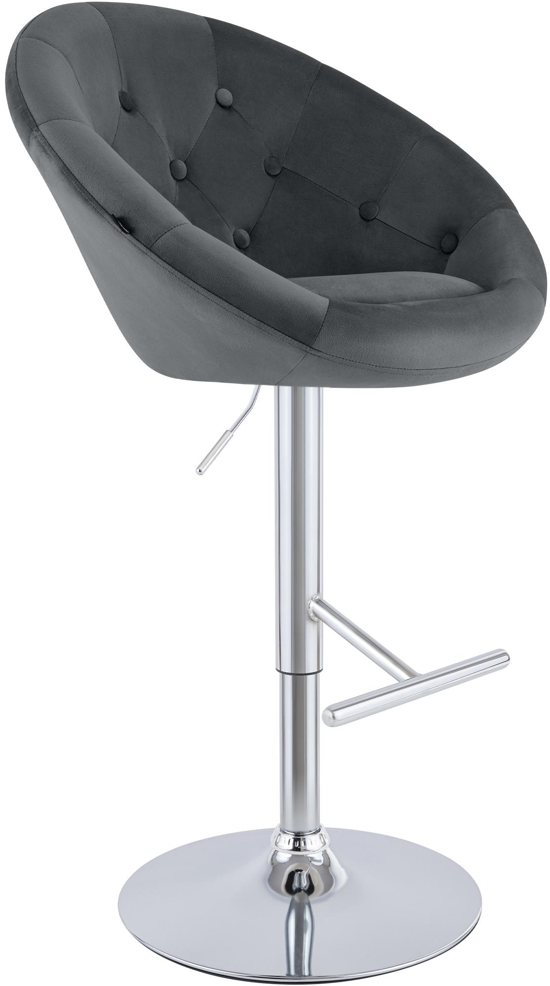Barhocker London Samt chrom, dunkelgrau