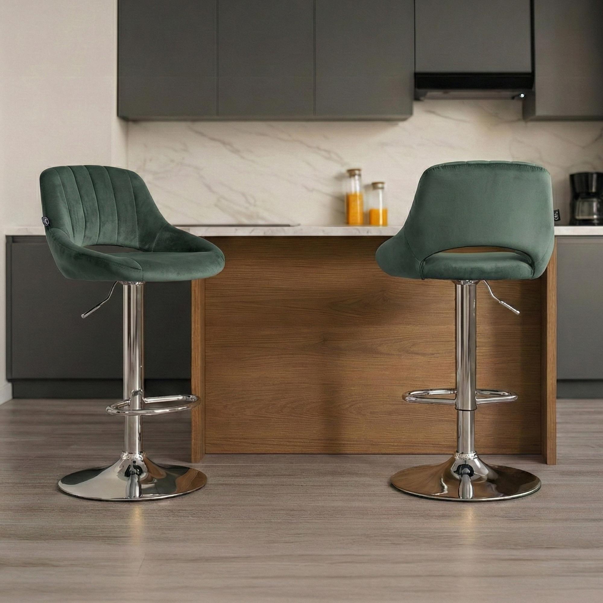 2er Set Barhocker Milet Samt C, grün
