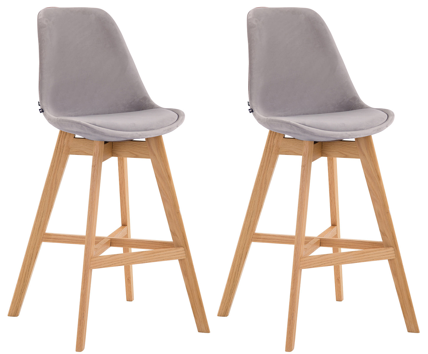 2er Set Barhocker Cannes Samt natura, grau