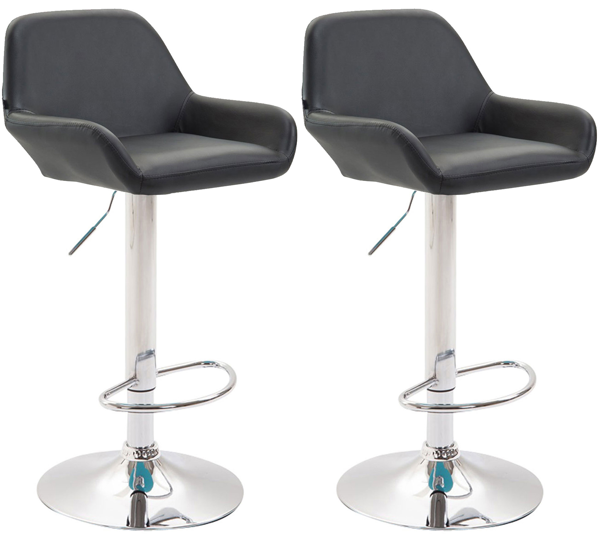 2er Set Barhocker Braga Kunstleder chrom, schwarz