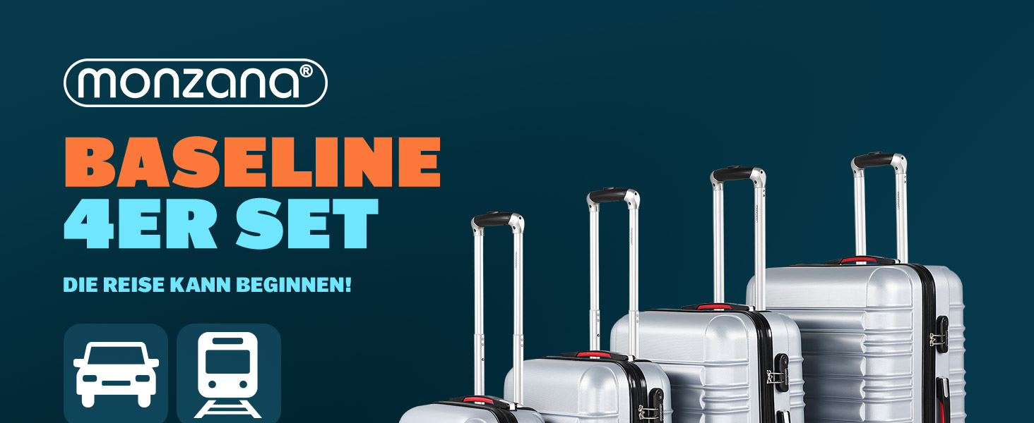 Hartschalenkoffer Set 4tlg Rollen 360º Silber ABS