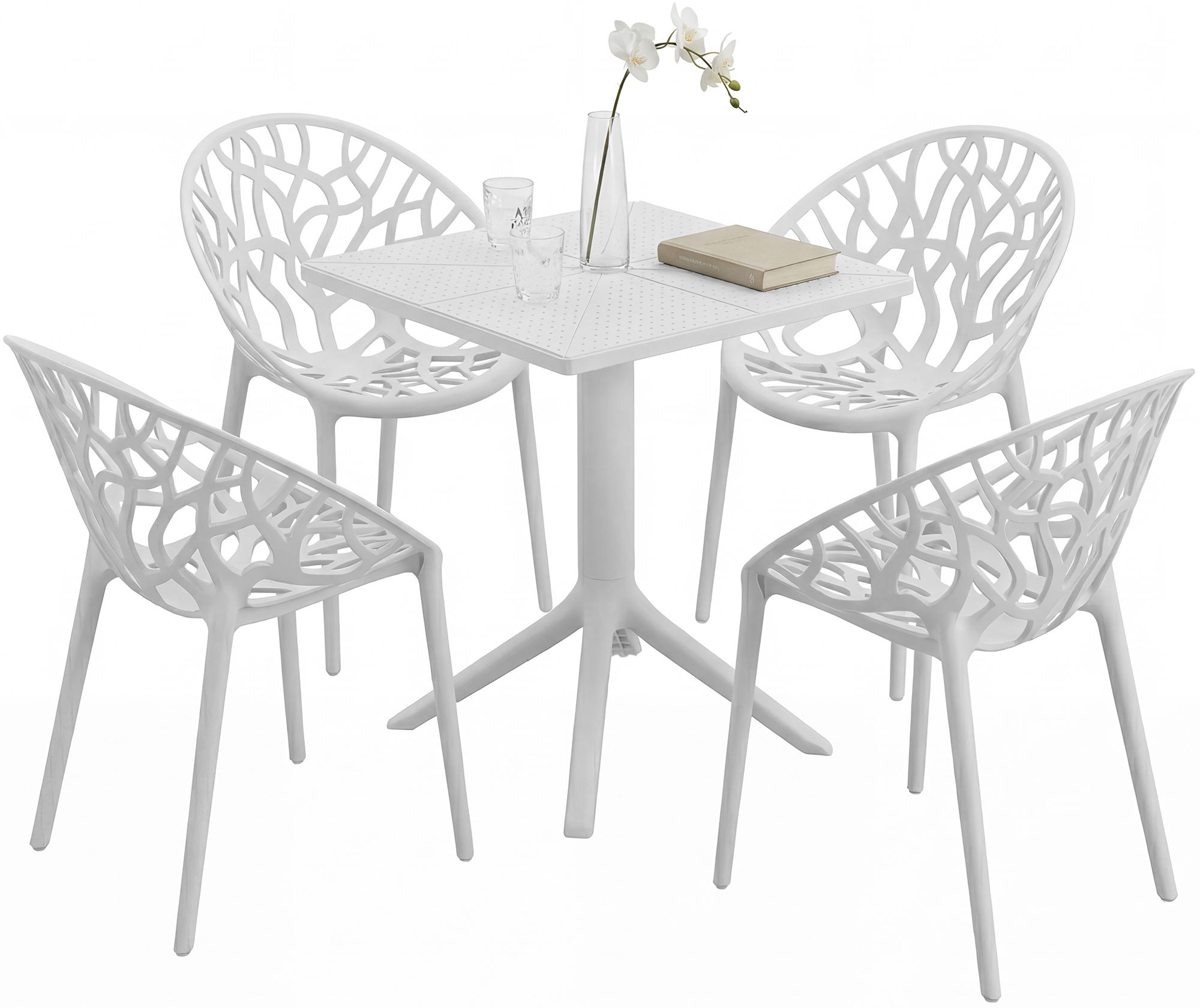 Gartenmöbel-Set Neriva mit 4 Stühlen, weiß